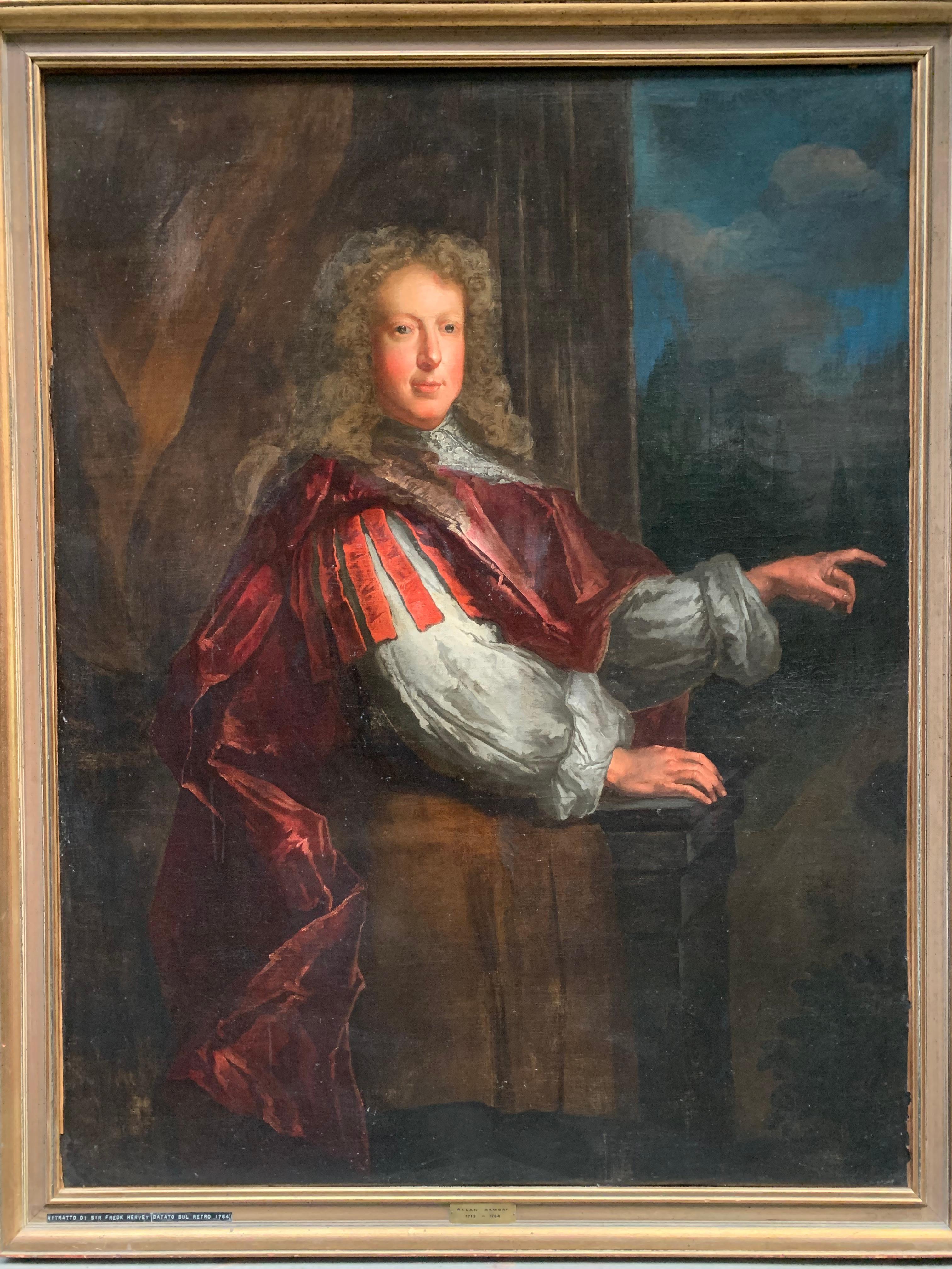 (Circle of) Godfrey Kneller Figurative Painting - John Hervey Portrait on occasion of receiving the Title 1st Earl of Bristol