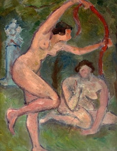 Nude Figures Dancing in The Forest Oil Painting 1900
s French Oil Painting