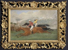 Early 19th Century English Oil Painting - Horse Racing Scene with Jockeys