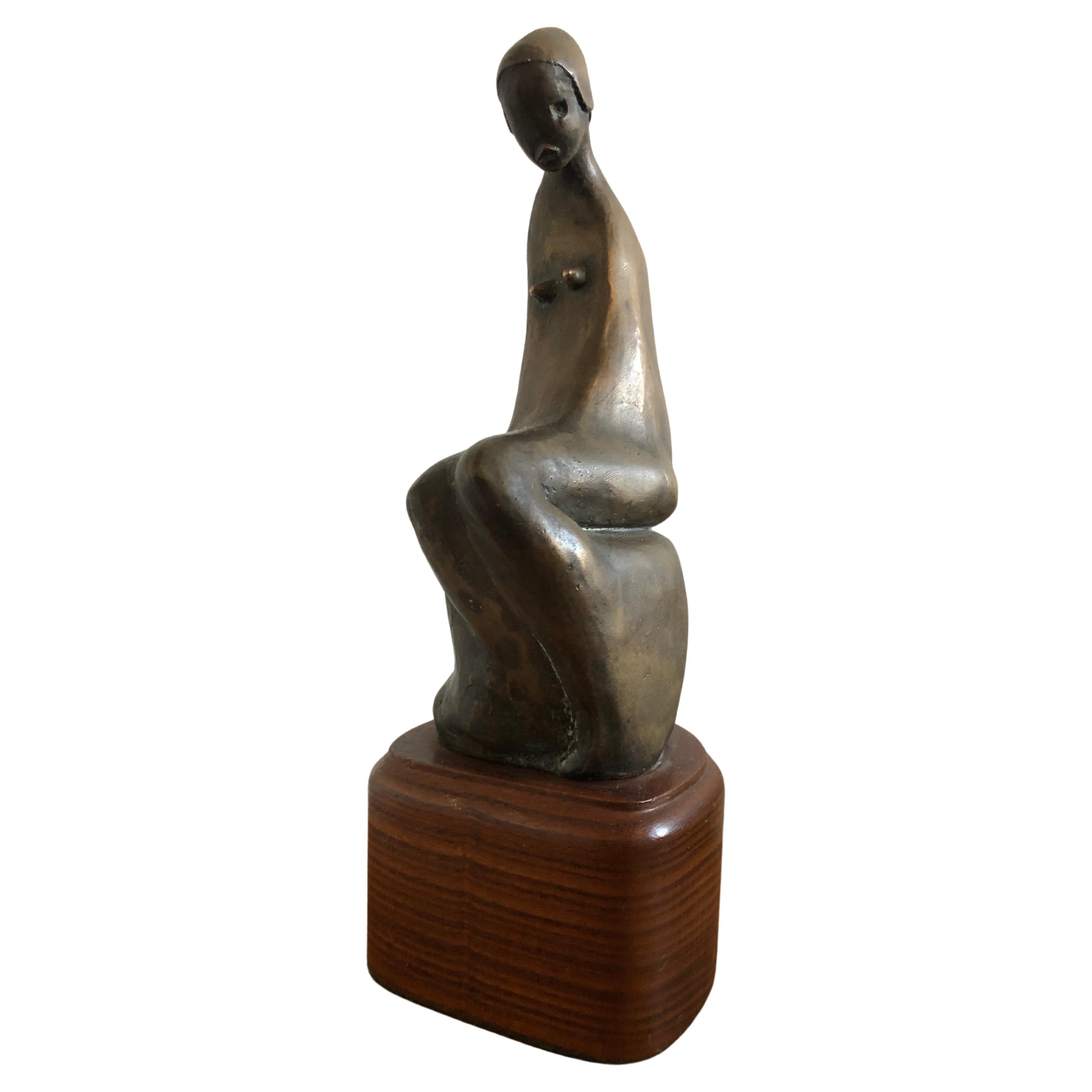 Mid-Century moderno Cerchio di Henry Moore, scultura in bronzo del 1960 circa, firmata H. H. Lurie in vendita