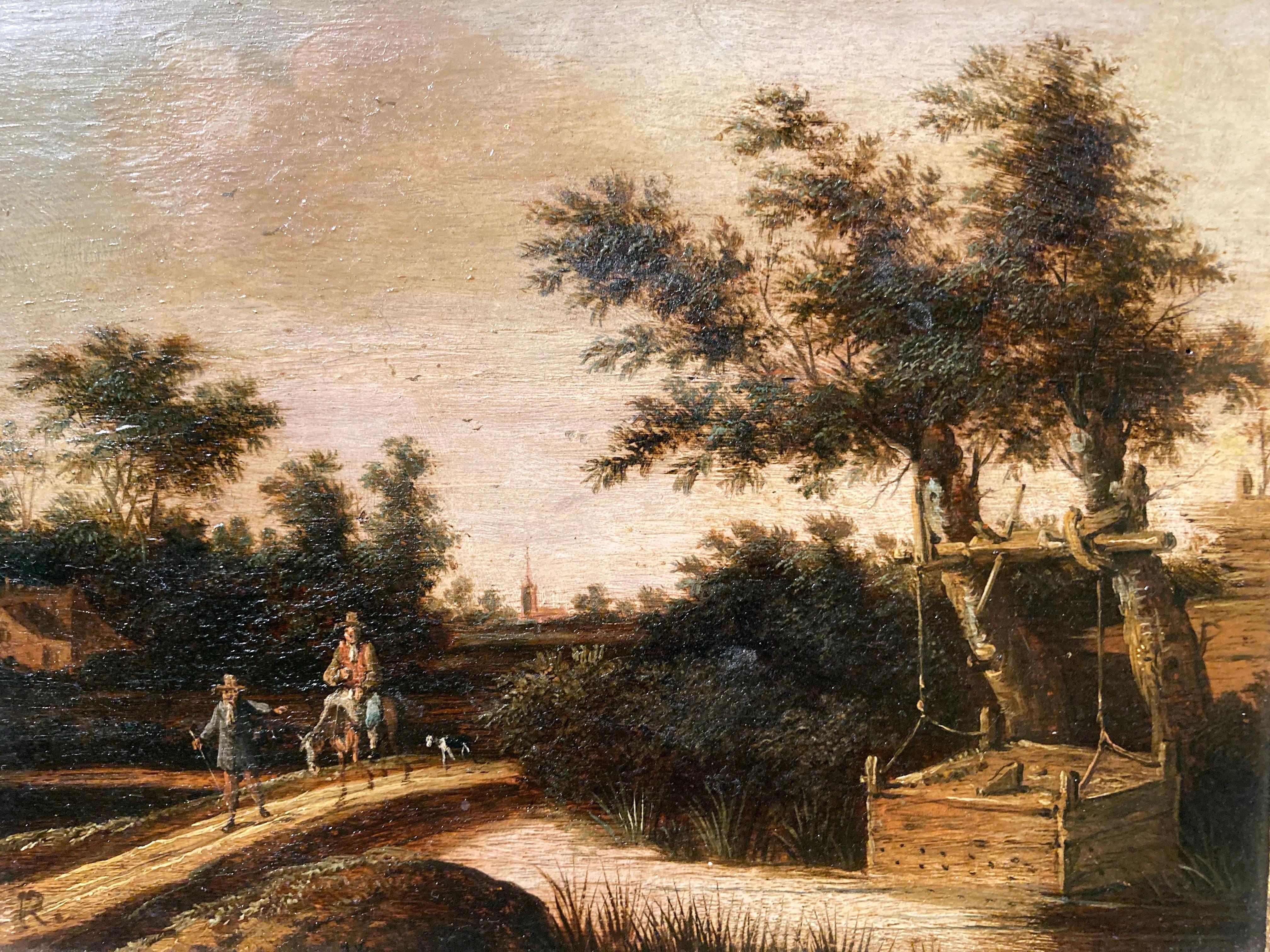Kreis von Ruisdael, Reiter in einer Landschaft an einem Brunnen vorbei