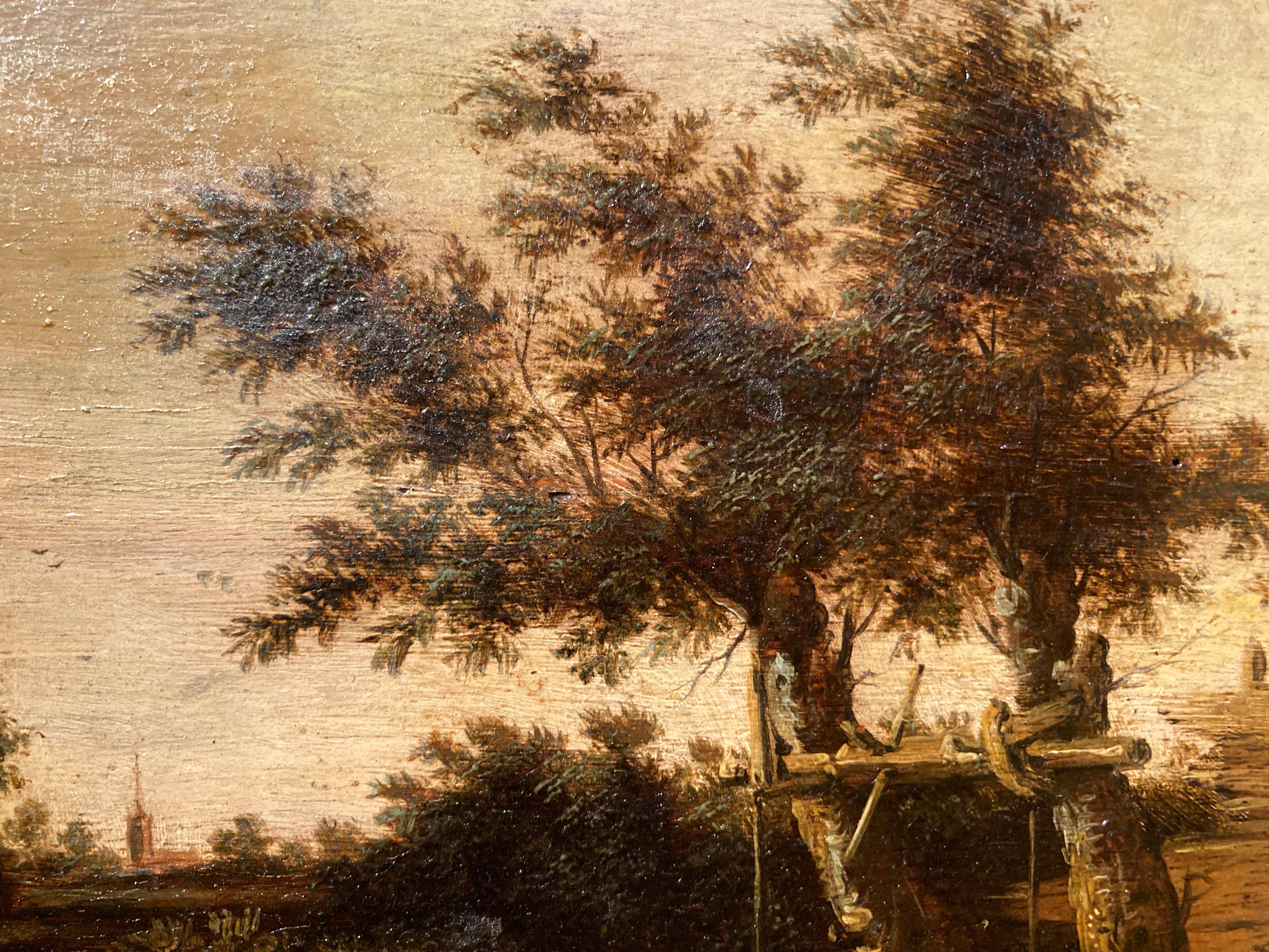 Kreis von Jacob Ruisdael, Landschaft mit Reitern und einem Brunnen, Flämische Kunst im Angebot 1