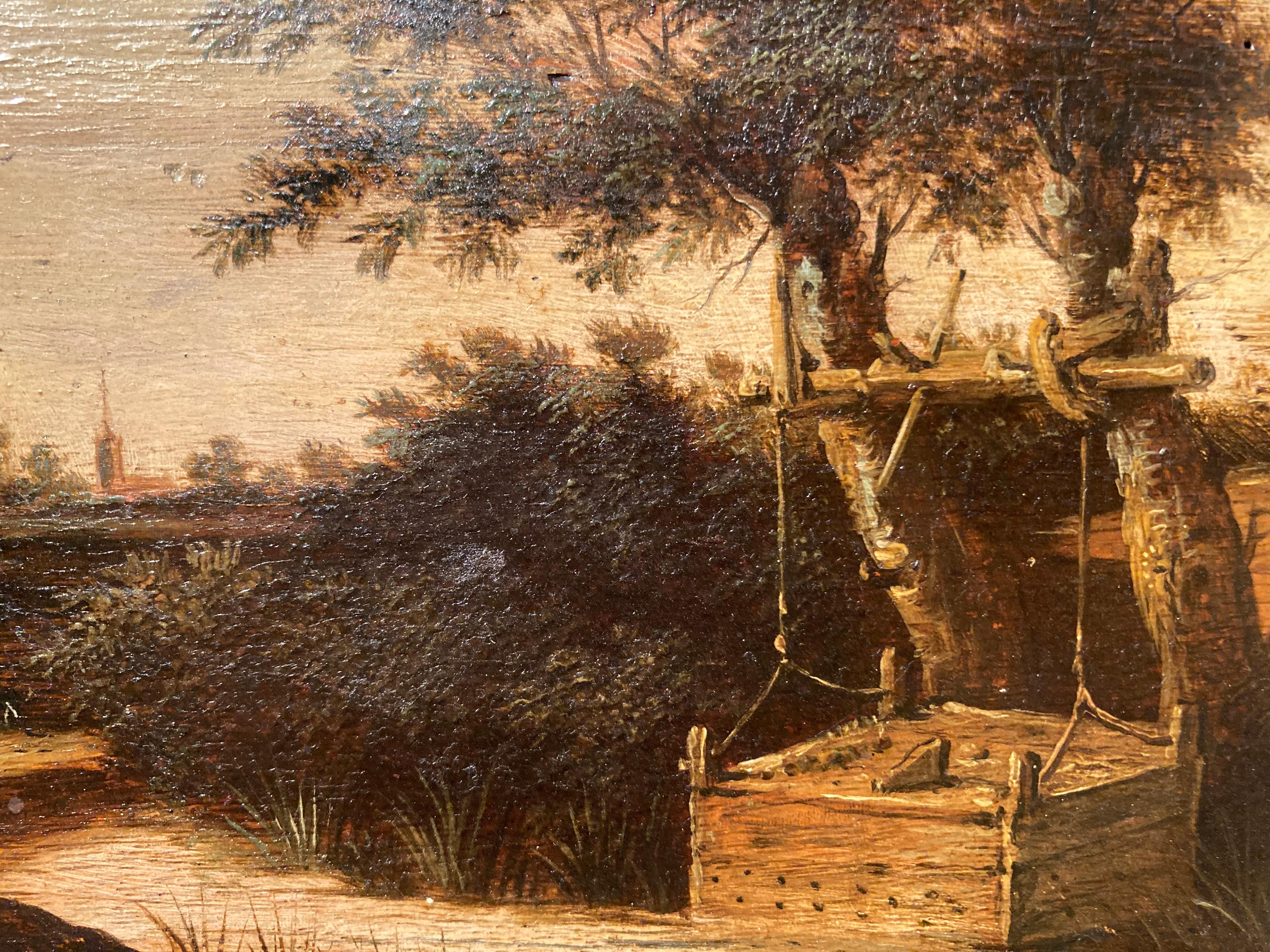Kreis von Jacob Ruisdael, Landschaft mit Reitern und einem Brunnen, Flämische Kunst im Angebot 2