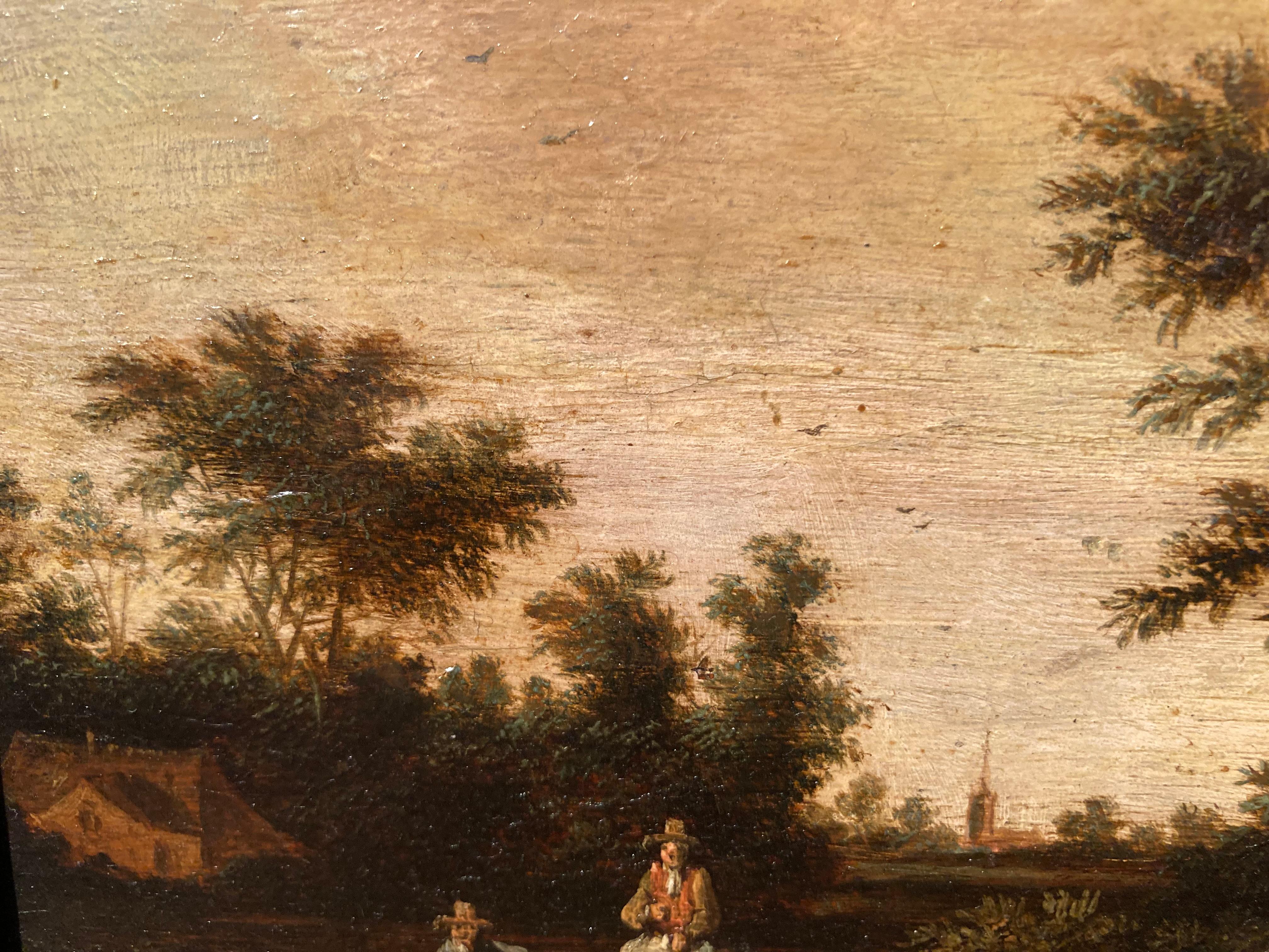 Kreis von Jacob Ruisdael, Landschaft mit Reitern und einem Brunnen, Flämische Kunst im Angebot 4