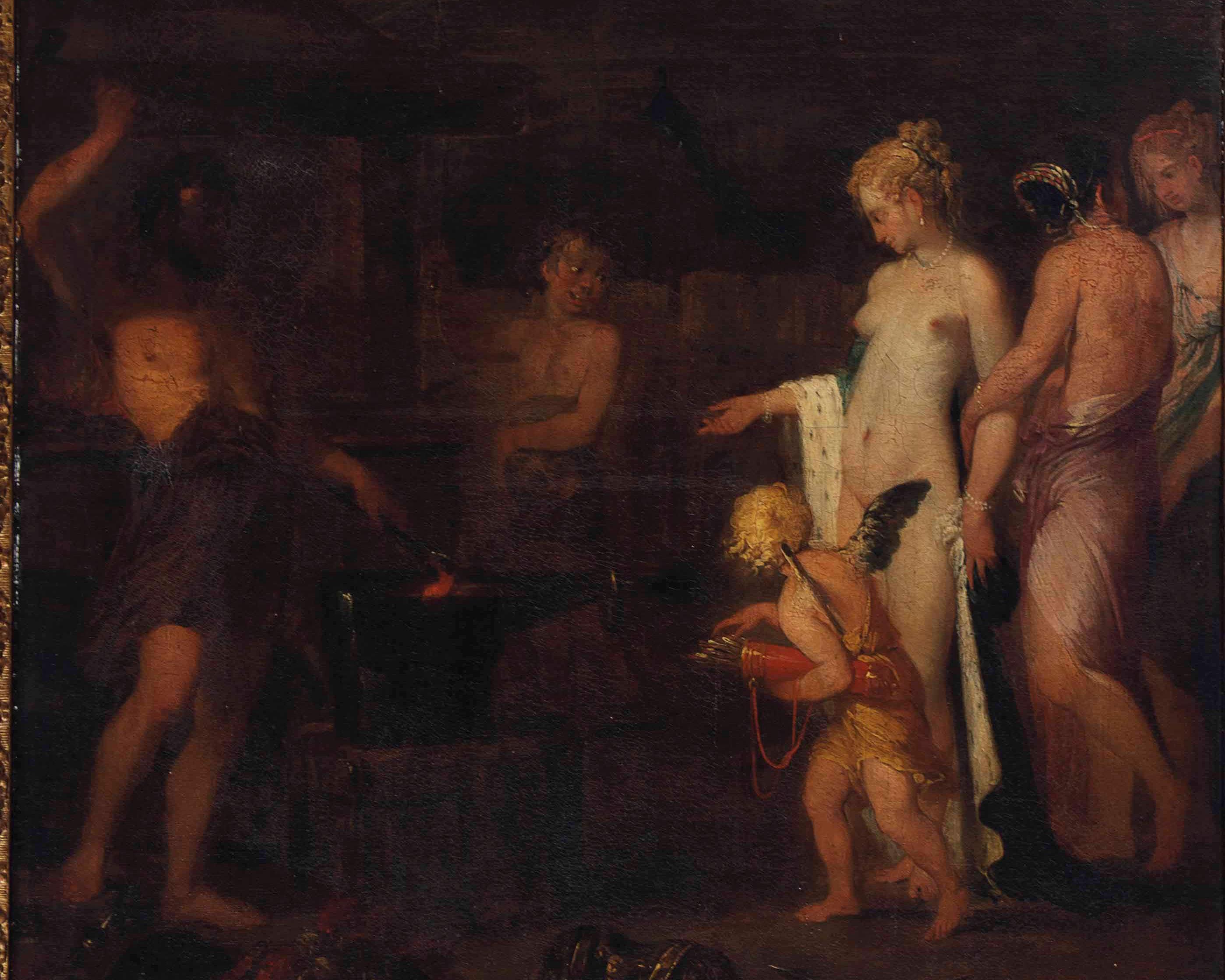 Circle of Jacob van Loo (French, 1614-1670) - Venus at the Forge of Vulcan In Good Condition For Sale In New York, US