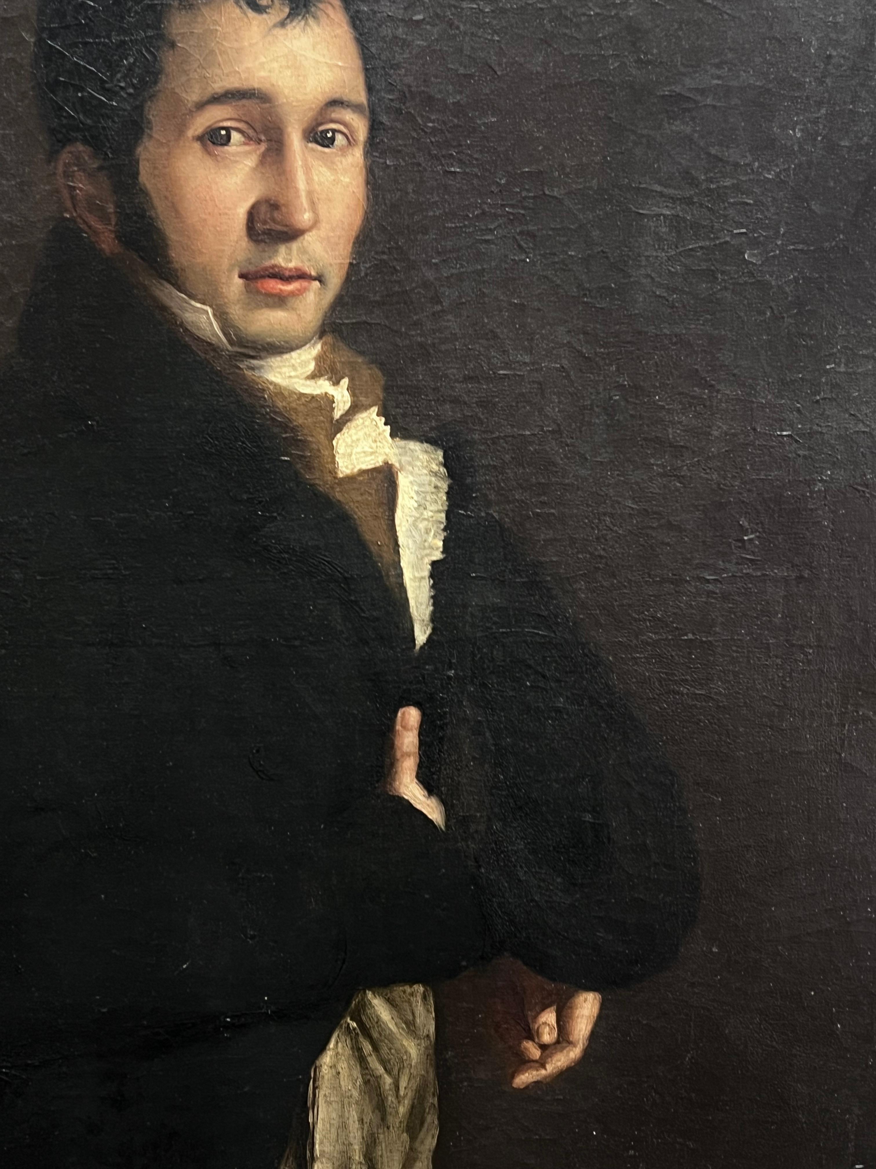 Porträt eines Gentleman
Französische Schule, frühe 1800er Periode
Neoklassizistische Periode
Kreis von Jacques Louis David (französisch 1748-1825)
Öl auf Leinwand, gerahmt 
Gerahmt: 50,5 x 36 Zoll
Leinwand: 45,5 x 31 Zoll
Provenienz: Privatsammlung,