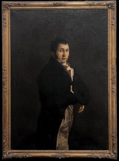 Riesige Französisch 1800's Neo Classical Porträt von Dapper Distinguished Gent Malerei