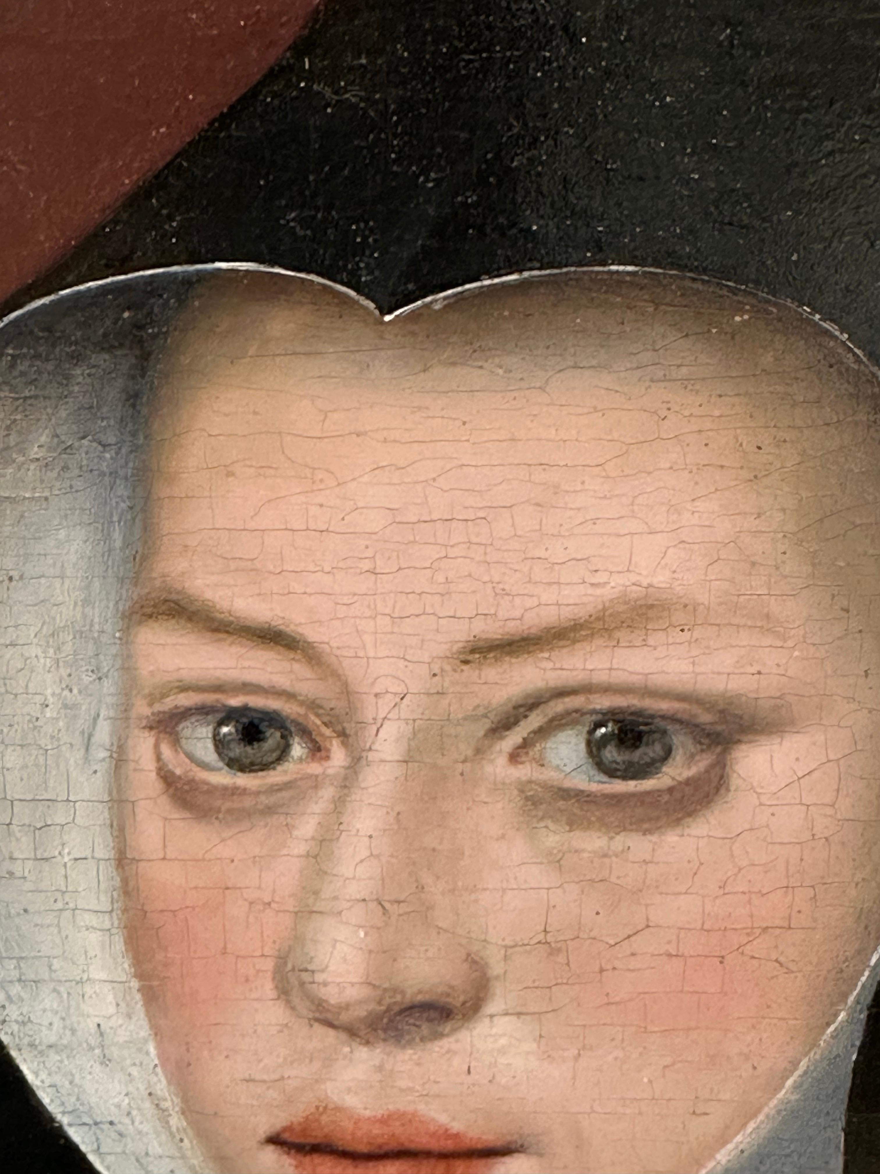 Feine 16. Jahrhundert Flemish Old Master Öl auf Holz Panel Porträt der Heiligen Johanna 11