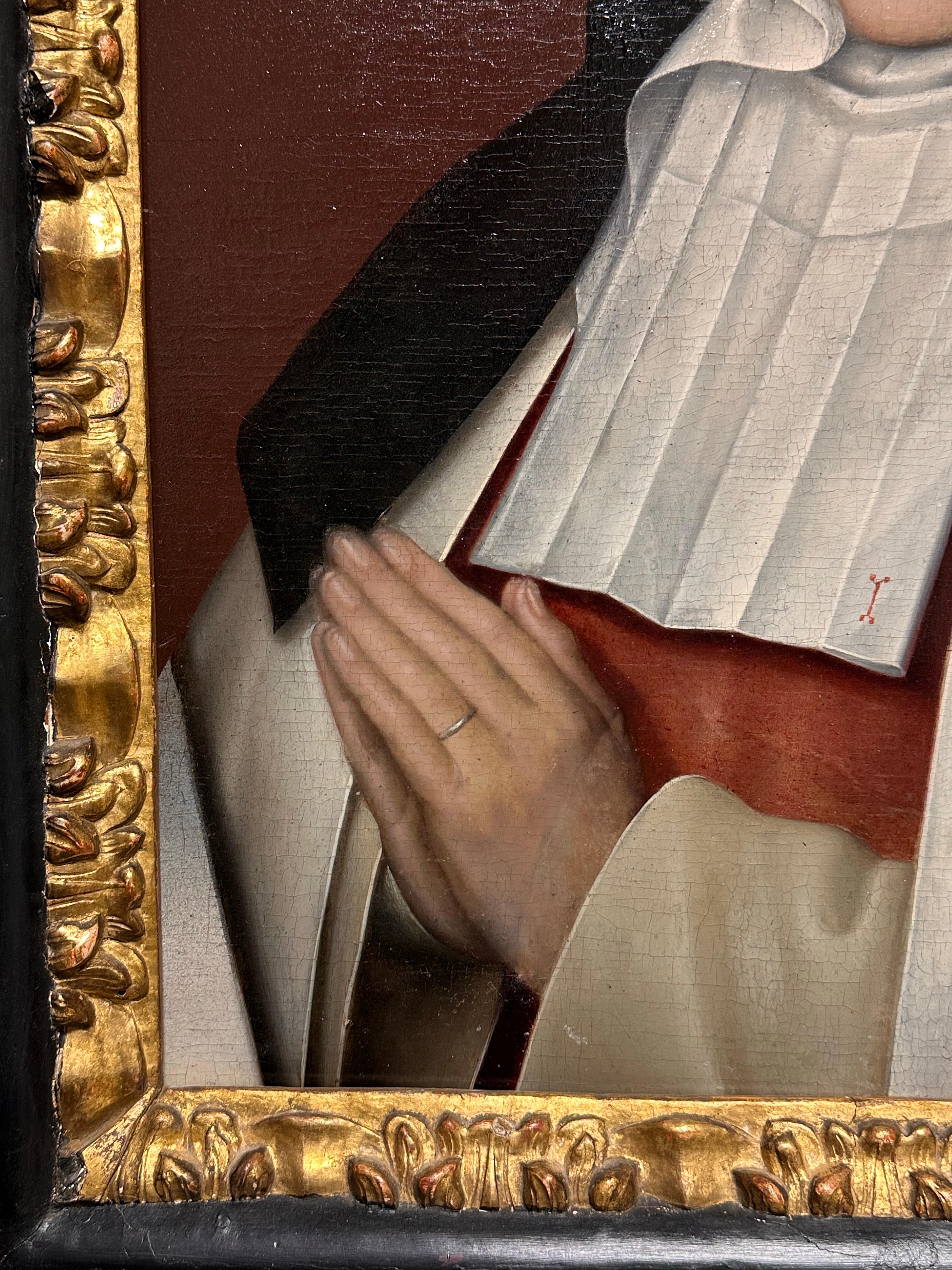 Feine 16. Jahrhundert Flemish Old Master Öl auf Holz Panel Porträt der Heiligen Johanna 14