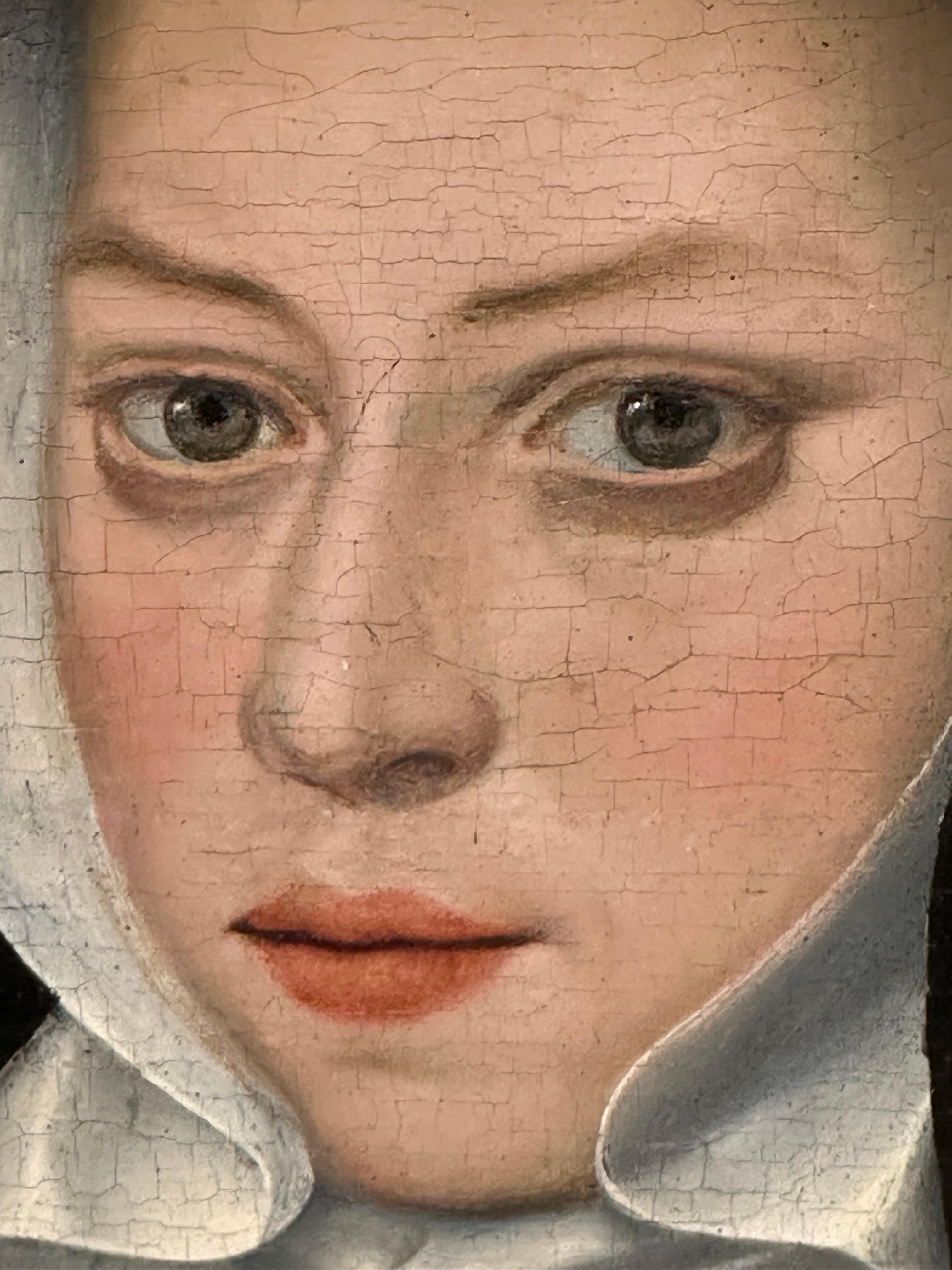 Feine 16. Jahrhundert Flemish Old Master Öl auf Holz Panel Porträt der Heiligen Johanna – Painting von circle of Jan Gossaert