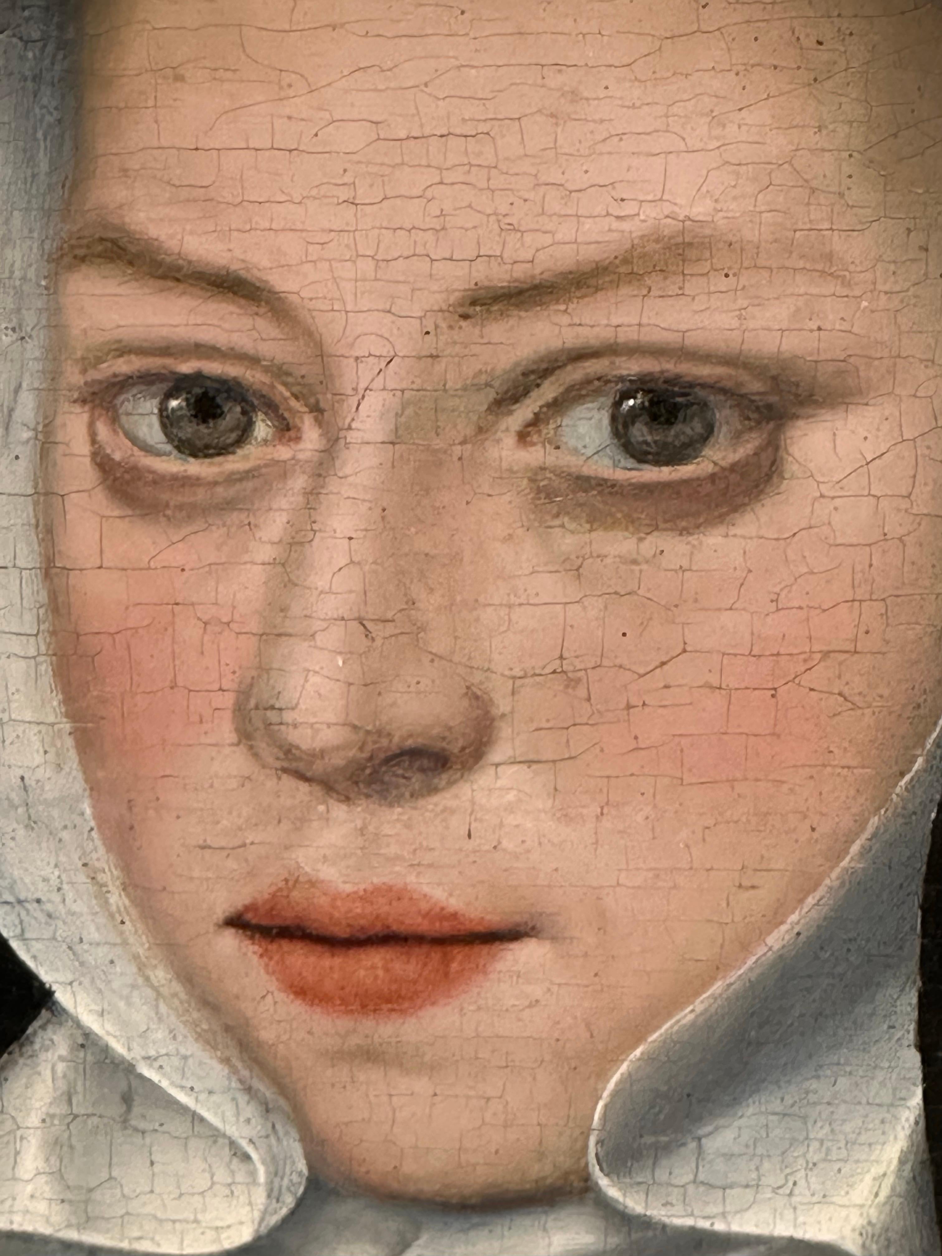 Feine 16. Jahrhundert Flemish Old Master Öl auf Holz Panel Porträt der Heiligen Johanna 15