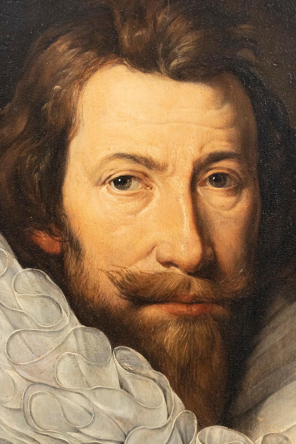 Renaissance 'Circle of' Jan Van Ravesteyn Head of a Bearded Man Oil in Panel For Sale