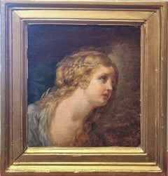 18th French painting Sainte Mary Magdalene Circke of GREUZE Small Sketch