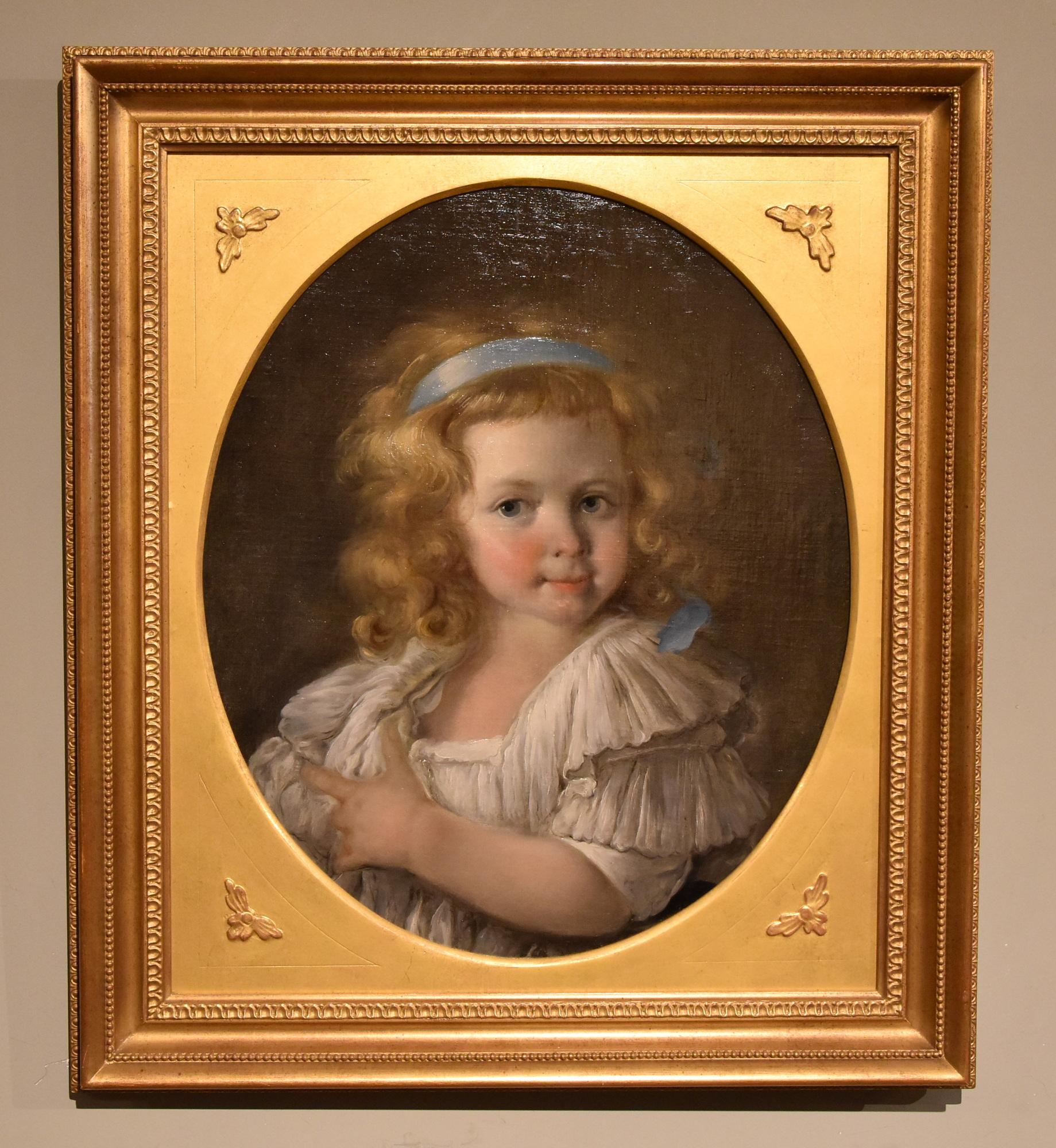 Portrait Painting de (Circle of) Jean Baptiste Greuze - Pintura al óleo de Jean-Baptiste Greuze "Retrato de niña"