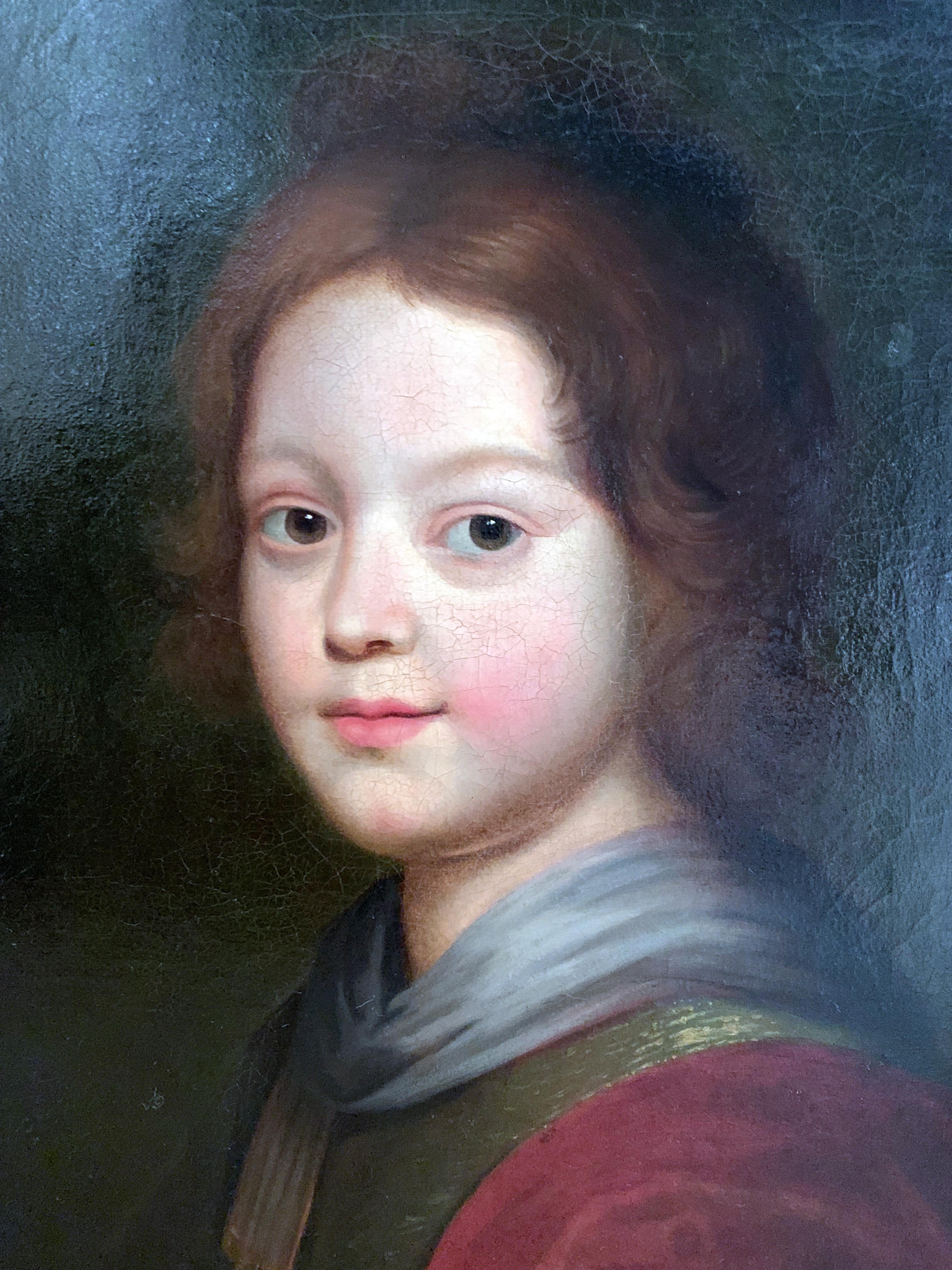 Portrait Enfant Suiveur De Jean Baptiste Greuze (1725/1805 ) - French School Painting by (Circle of) Jean Baptiste Greuze