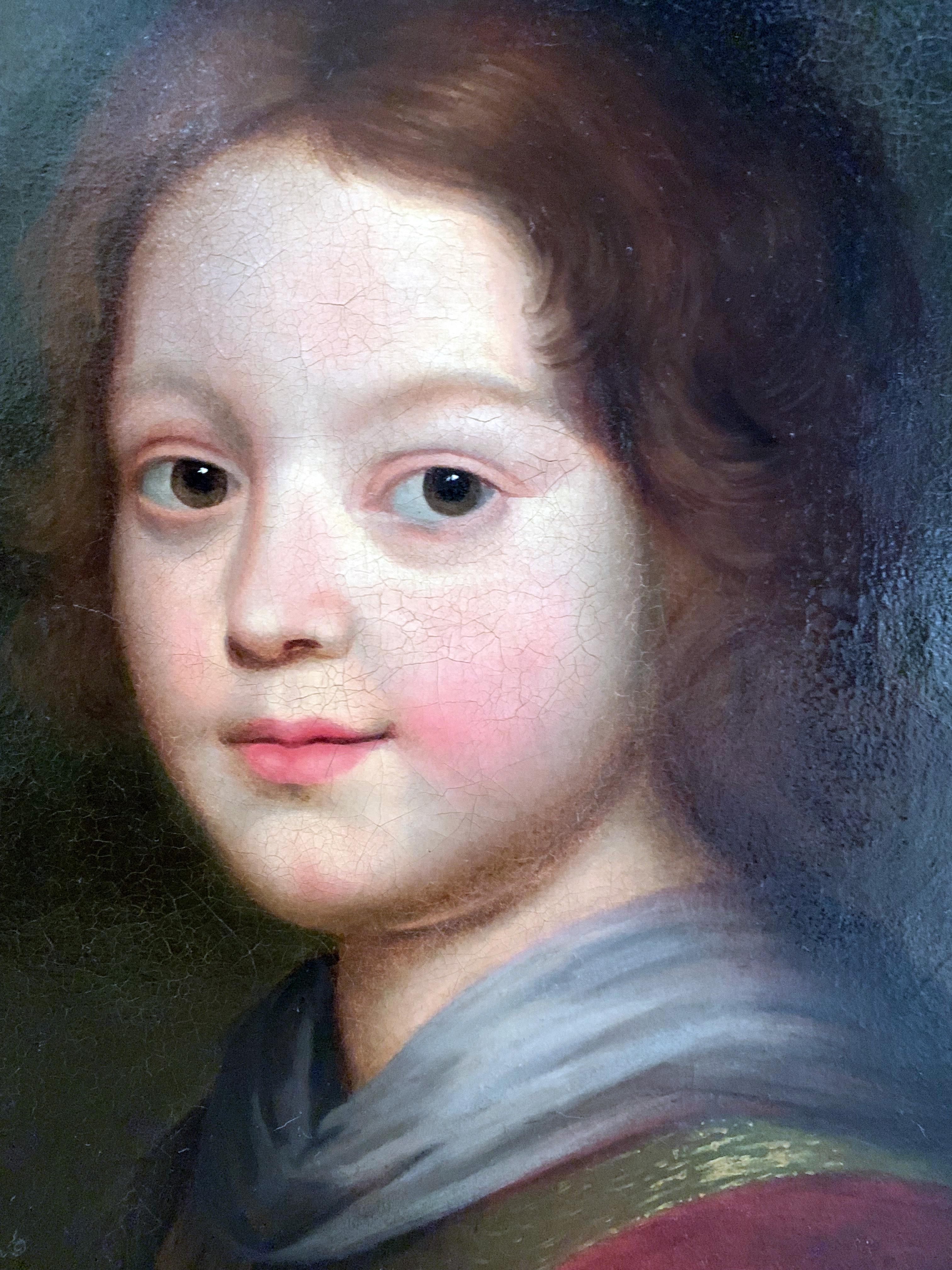 Portrait Enfant Suiveur De Jean Baptiste Greuze (1725/1805 ) - Black Portrait Painting by (Circle of) Jean Baptiste Greuze