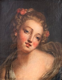 Portrait of a Young Woman with Roses in the manner of Jean-Baptiste Greuze