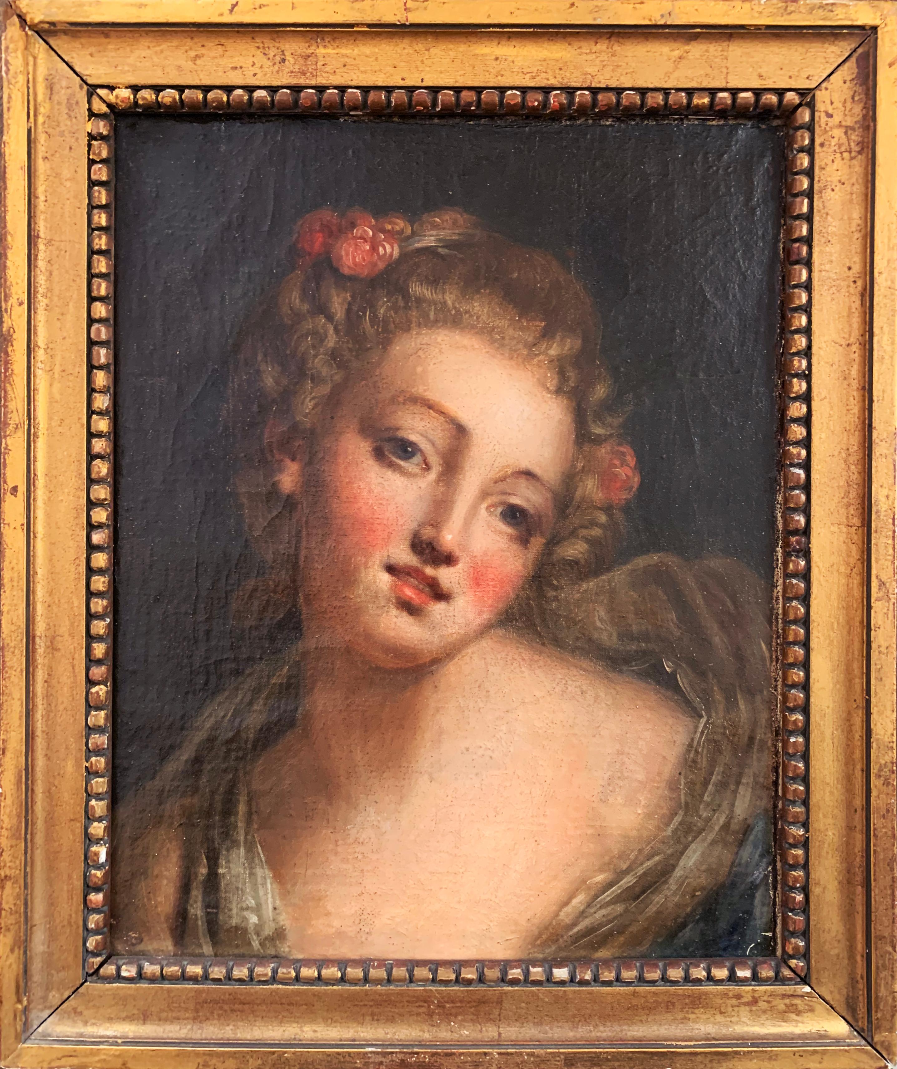 Portrait of a Young Woman with Roses in the manner of Jean-Baptiste Greuze