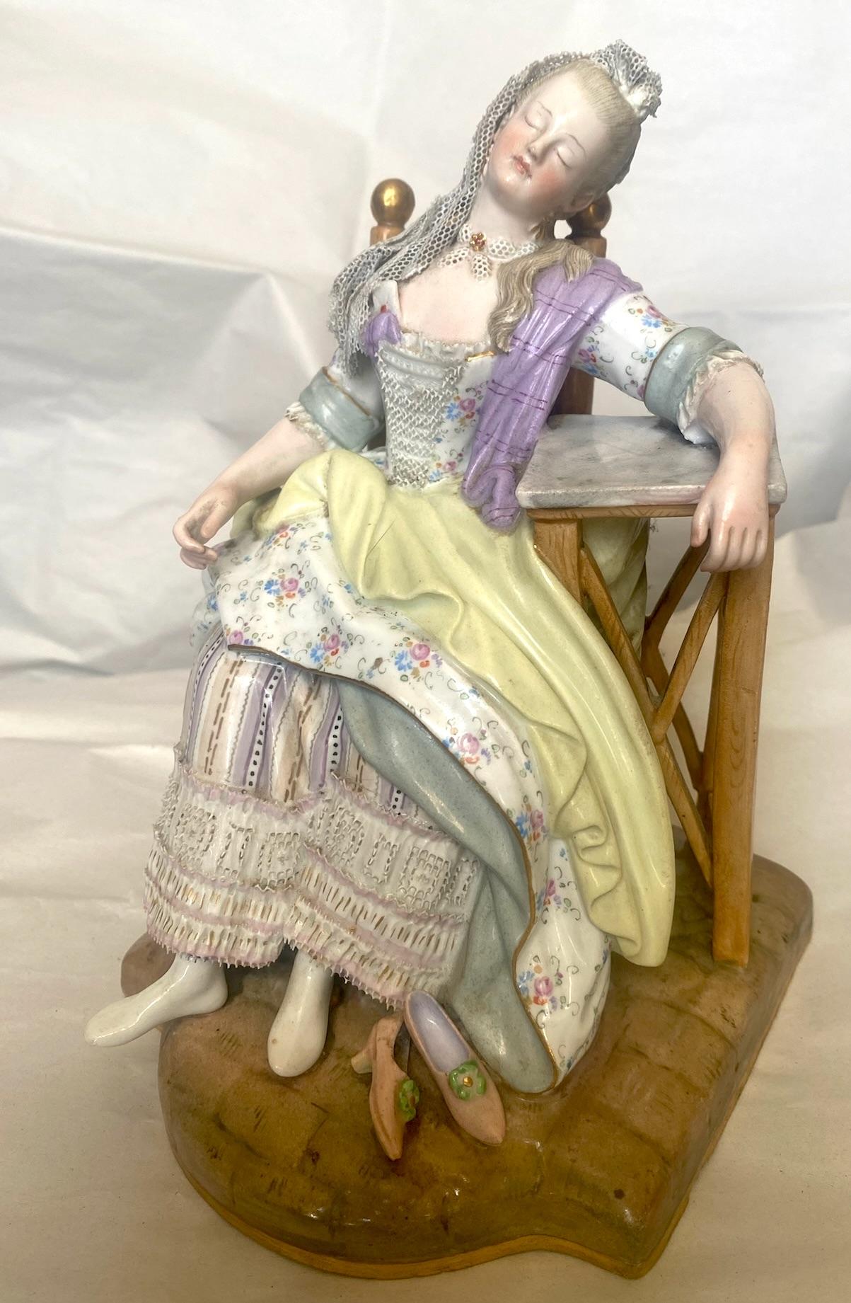 Meissen, Louise endormie, d'après un dessin de Greuze, figurine du XIXe siècle en vente 2