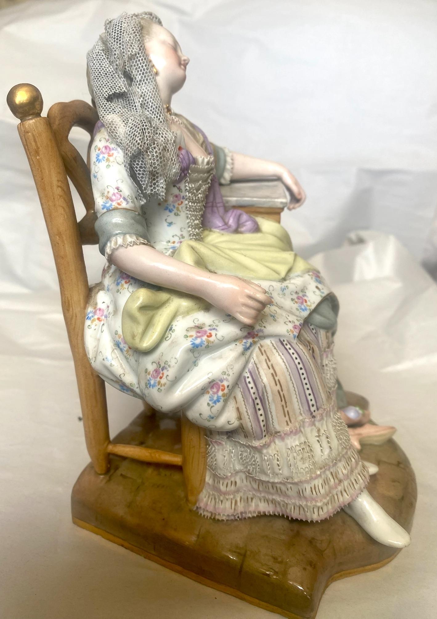 Meissen, Louise endormie, d'après un dessin de Greuze, figurine du XIXe siècle en vente 4