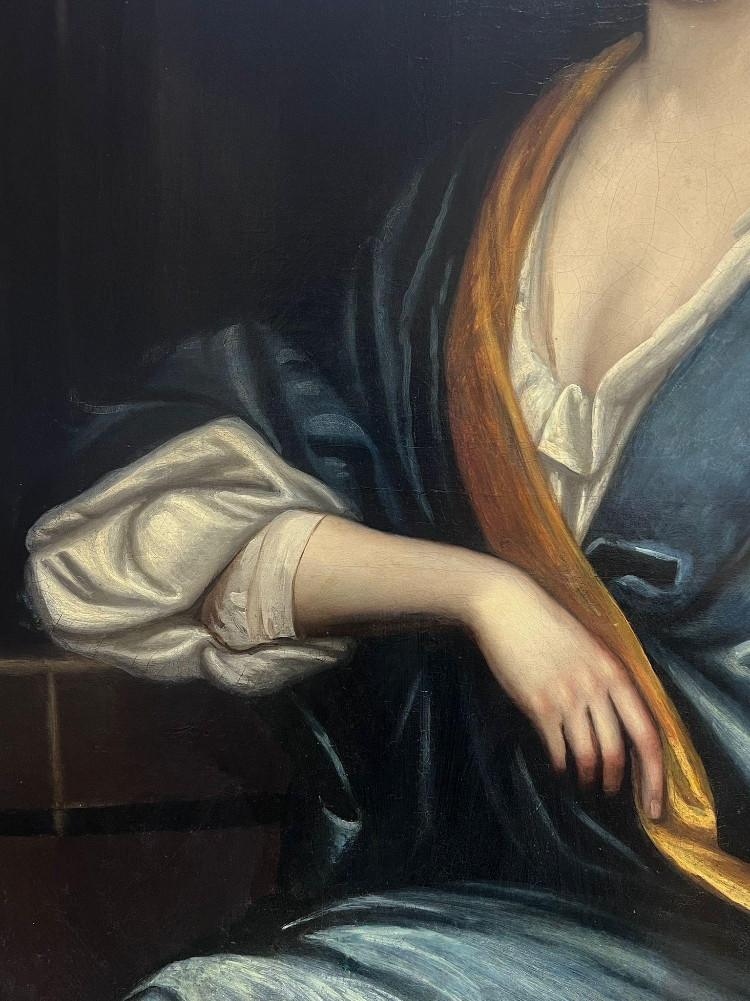 circa 1700er Jahre Riesiges Altmeisterporträt einer adeligen Dame Ölgemälde Leinwand im Angebot 1