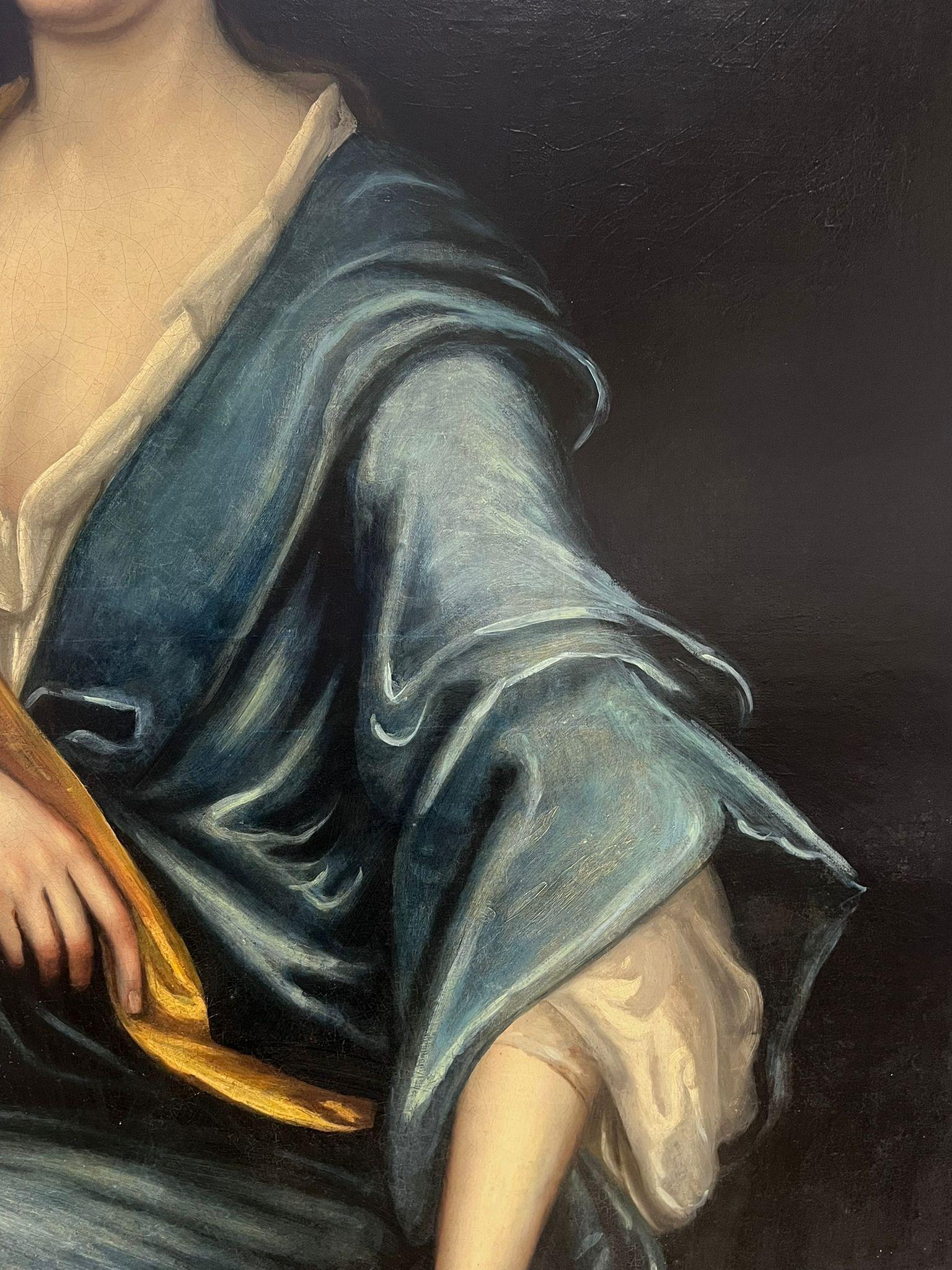 circa 1700er Jahre Riesiges Altmeisterporträt einer adeligen Dame Ölgemälde Leinwand im Angebot 3