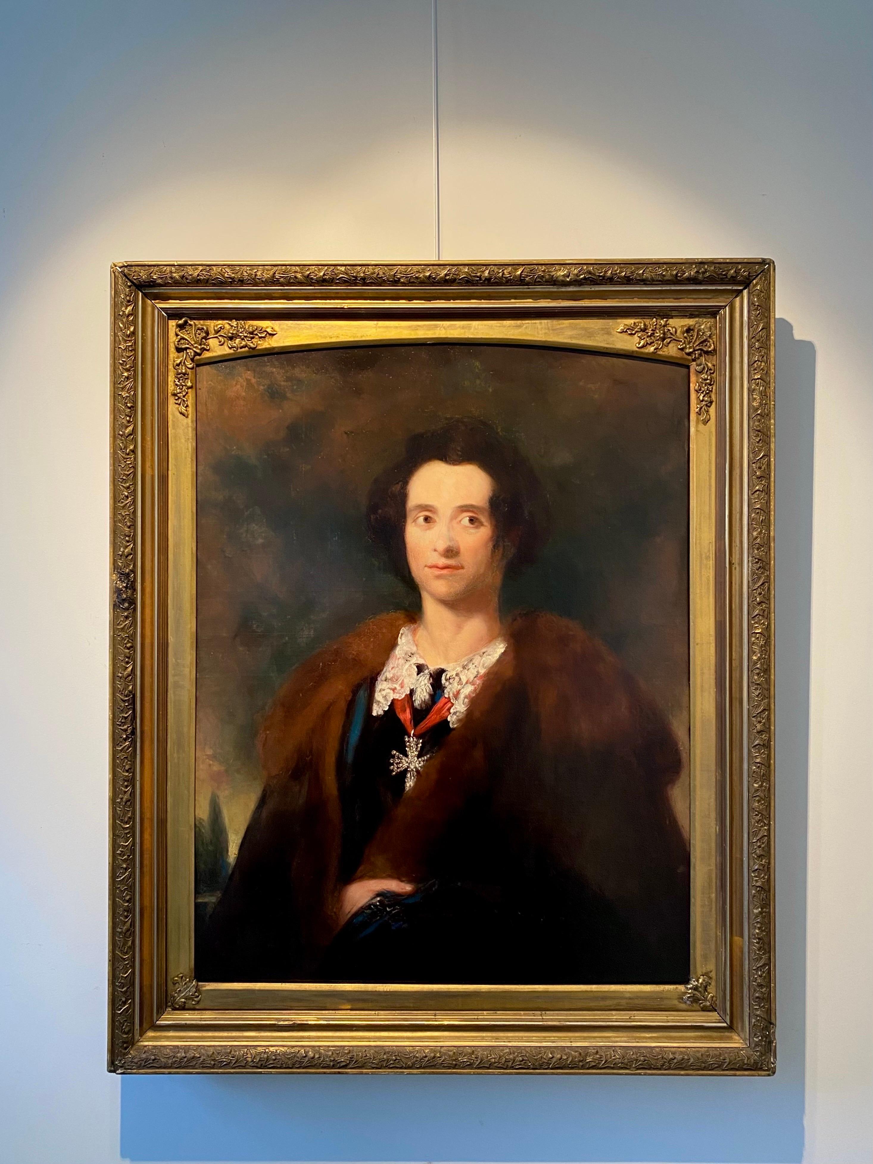 Portrait britannique victorien du 19ème siècle d'un homme noble - Anglais - Maîtres anciens Painting par (Circle of) Joshua Reynolds