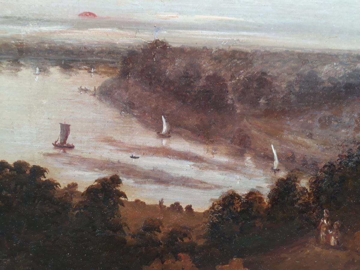 Landscape View Richmond Hill British 18th Circle of REYNOLDS Oil on canvas - Painting by (Circle of) Joshua Reynolds