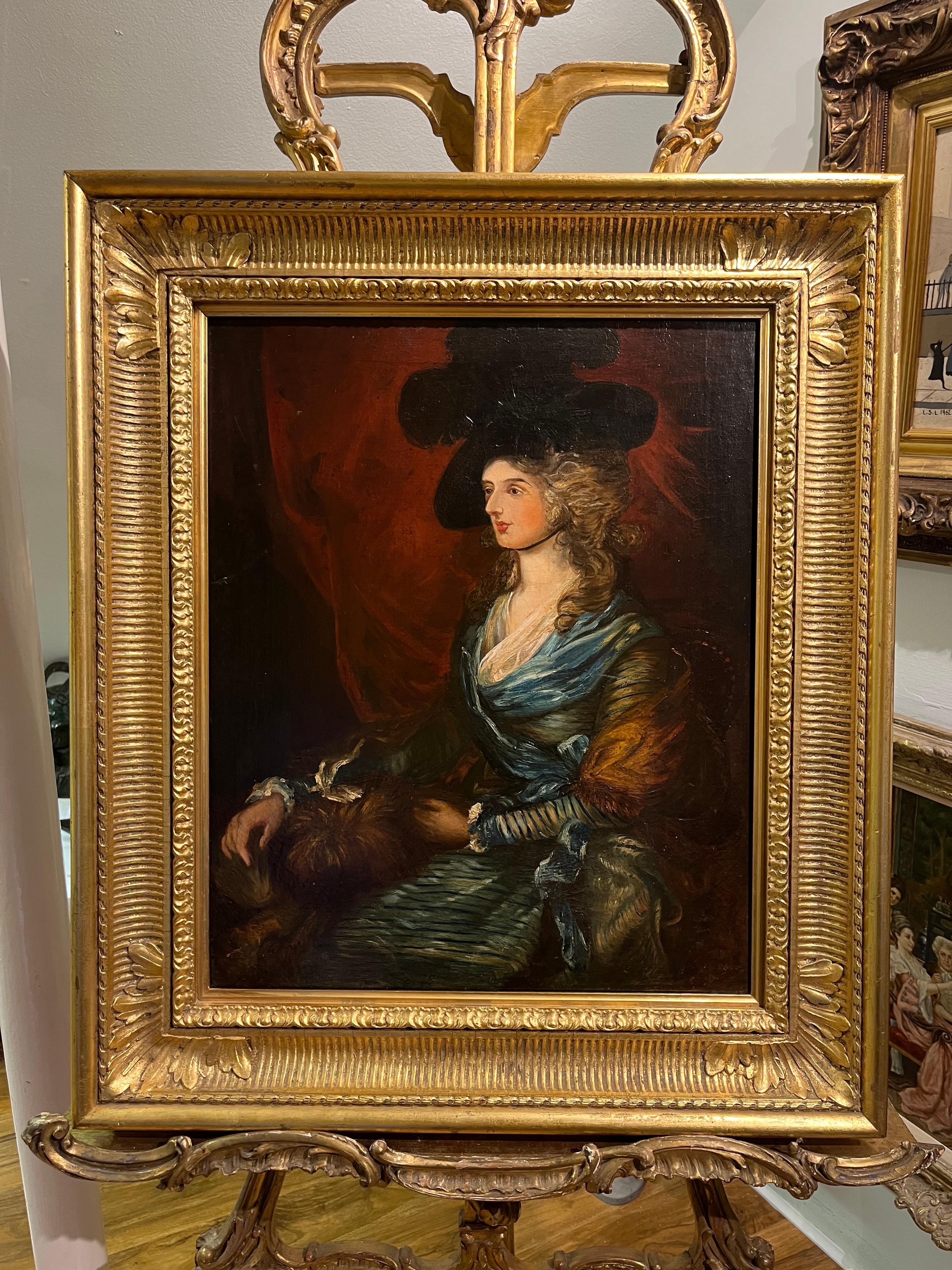 LARGE OLD MASTER LATE 18th CENTURY CIRCLE of THOMAS GAINSBOROUGH OIL PAINTING - Brown Figurative Painting by (circle of) Thomas Gainsborough