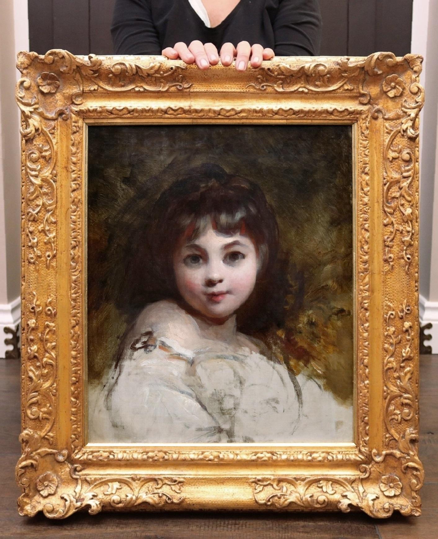 Bols Miss Jane - Peinture à l'huile de portrait anglaise du 18ème siècle de Reynolds - Painting de (Circle of) Joshua Reynolds
