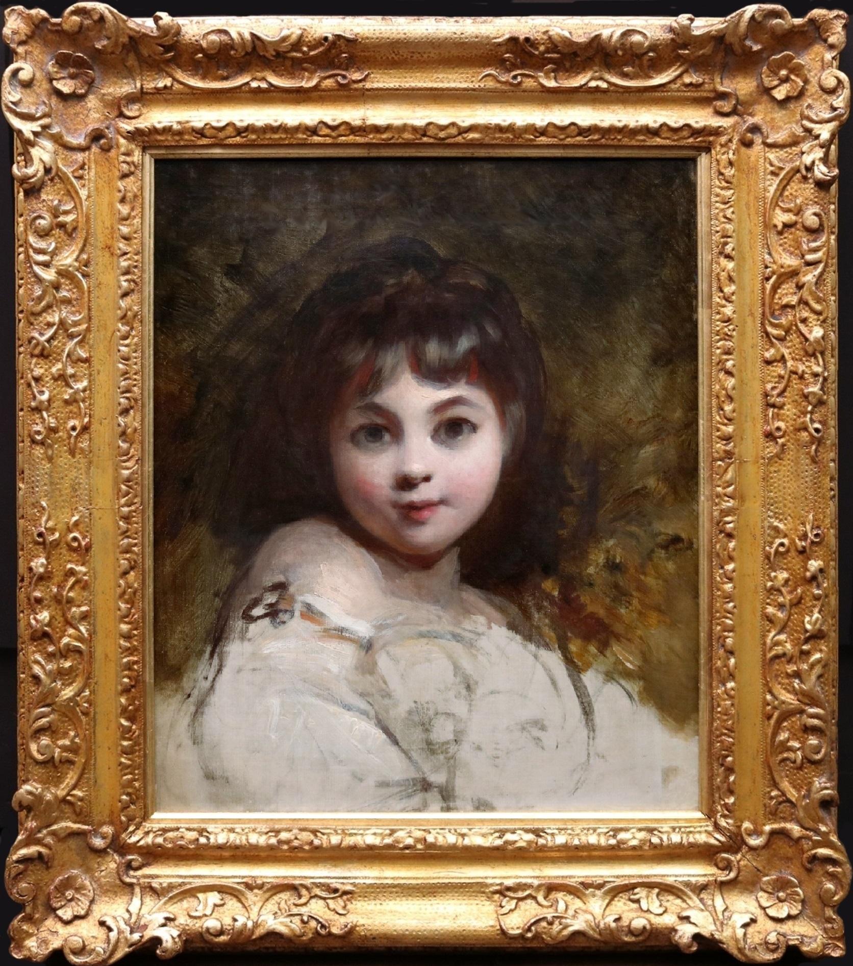 Portrait Painting (Circle of) Joshua Reynolds - Bols Miss Jane - Peinture à l'huile de portrait anglaise du 18ème siècle de Reynolds
