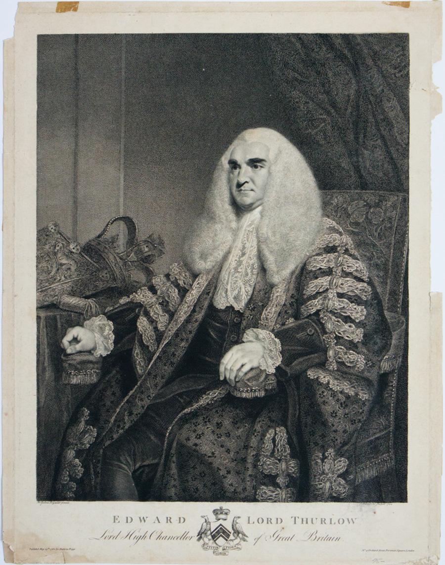 (Circle of) Joshua Reynolds Portrait Print - Edward Lord Thurlow, Lord High Chancellor of Great Britain