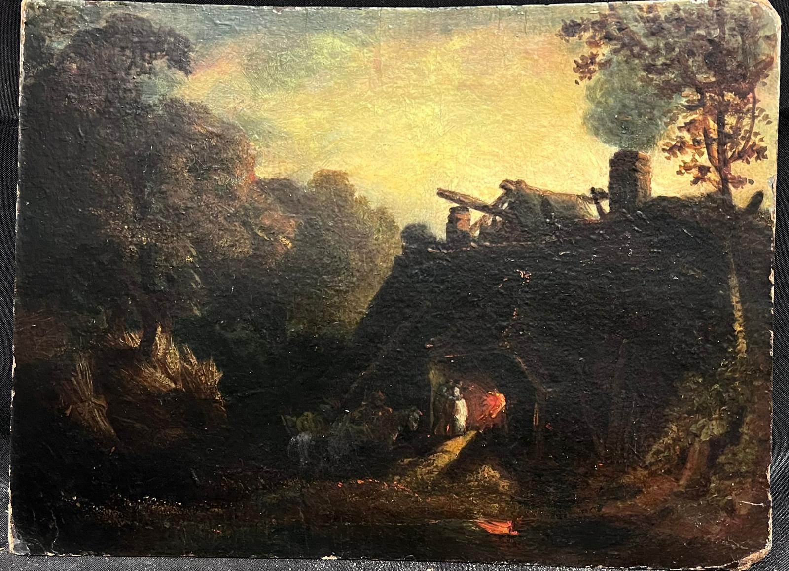 The Blacksmiths Forge
British artist, late 18th century
Circle of Julius Caesar Ibbetson (1759-1817)
oil on board, unframed
board: 11 x 14.5 inches
provenance: private collection, England
condition: overall good and sound condition, minor blistering