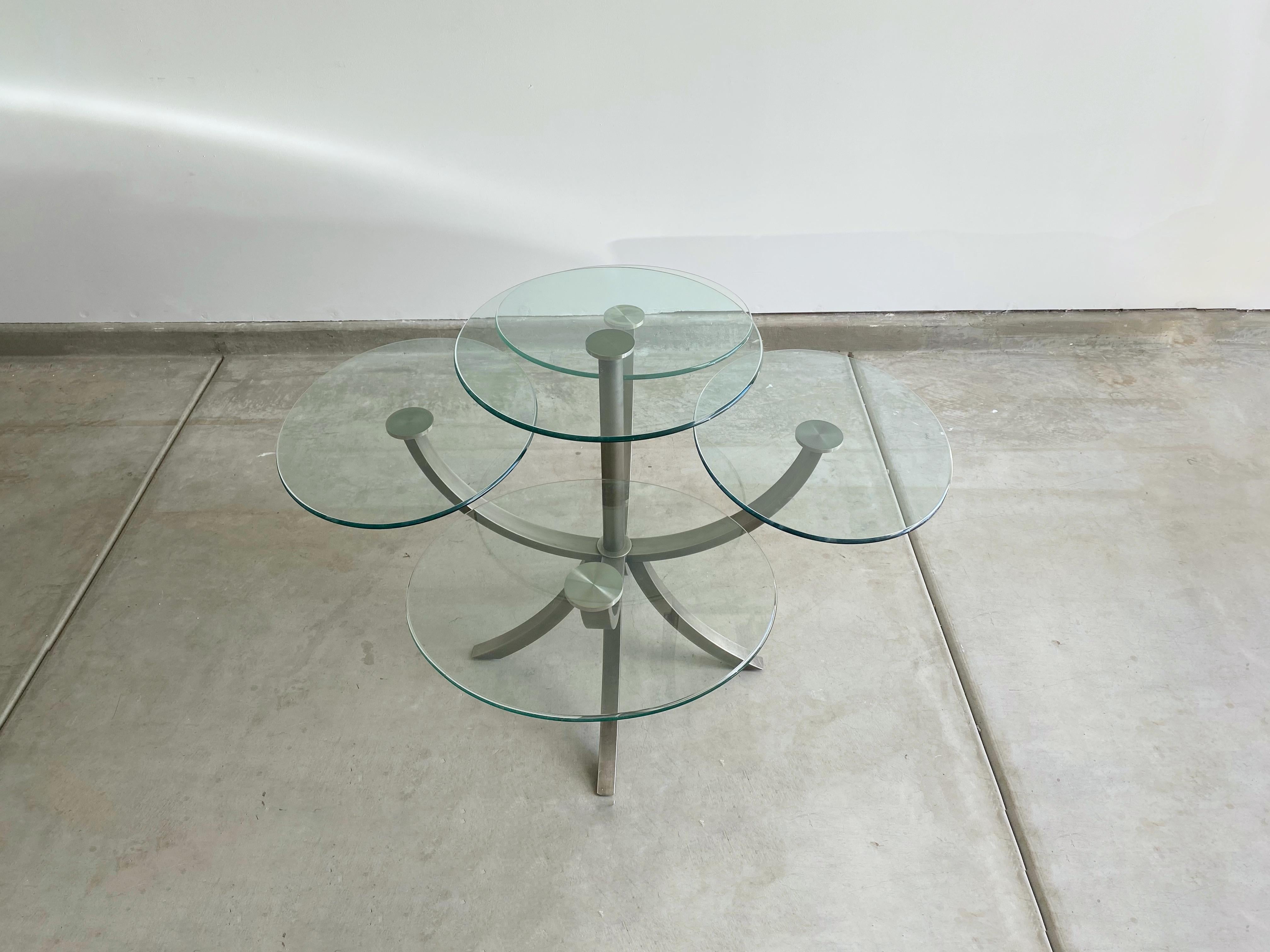 Glass 'Circle of Life' Dining or Center Table by Design Institute America, 1980's