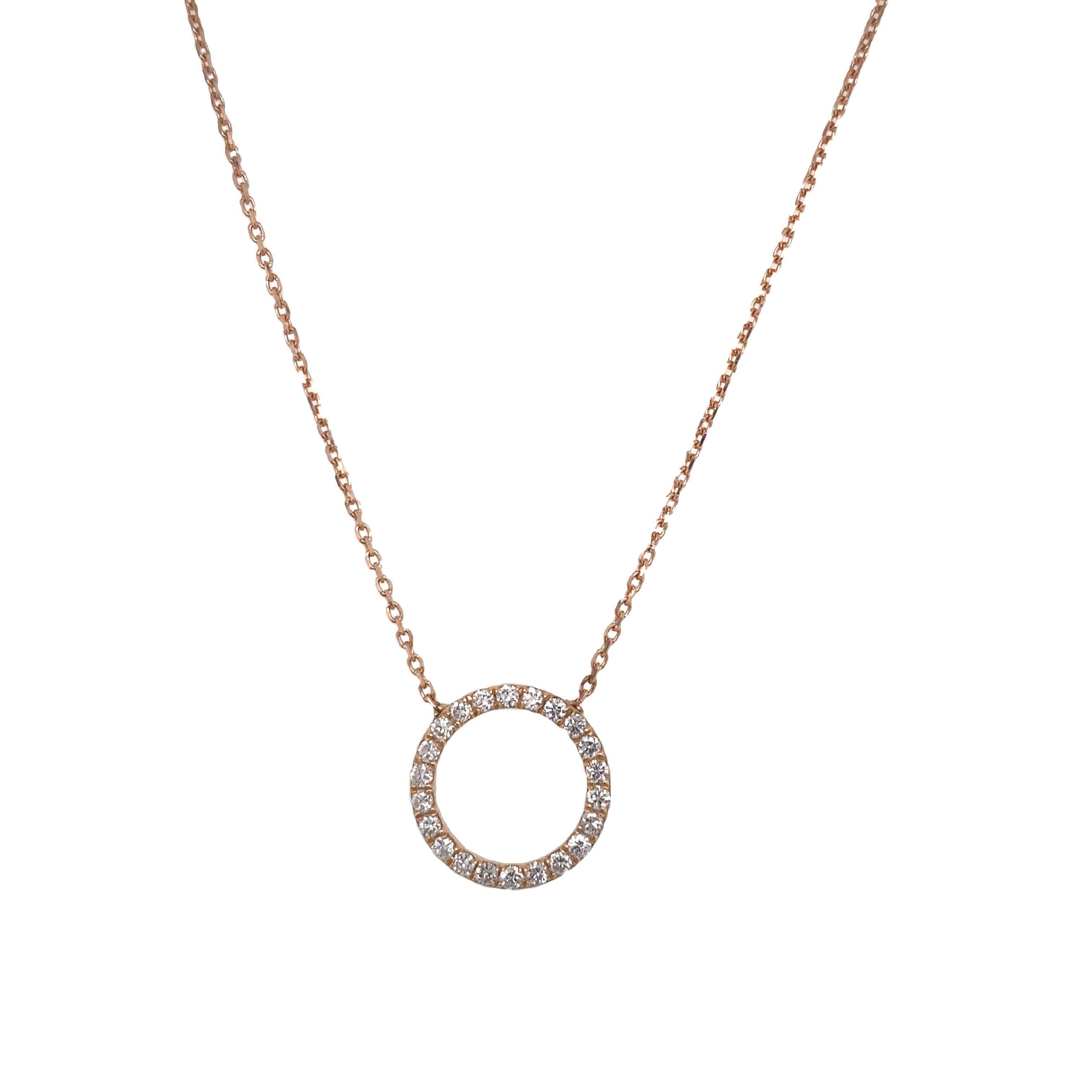 Circle of Life Necklace Set with 0.28ct of Diamonds in 14ct Rose Gold In New Condition In London, GB