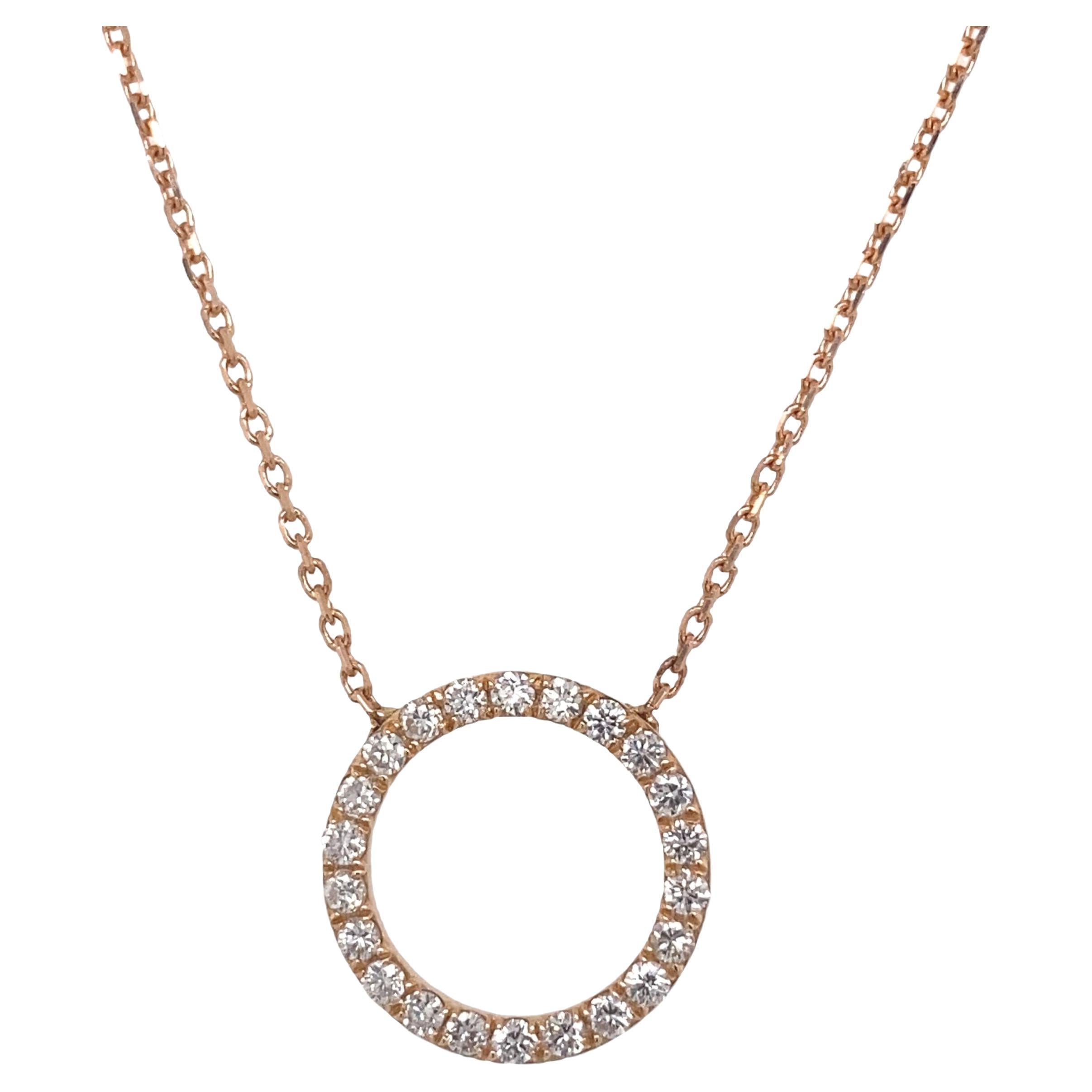 Circle of Life Necklace Set with 0.28ct of Diamonds in 14ct Rose Gold