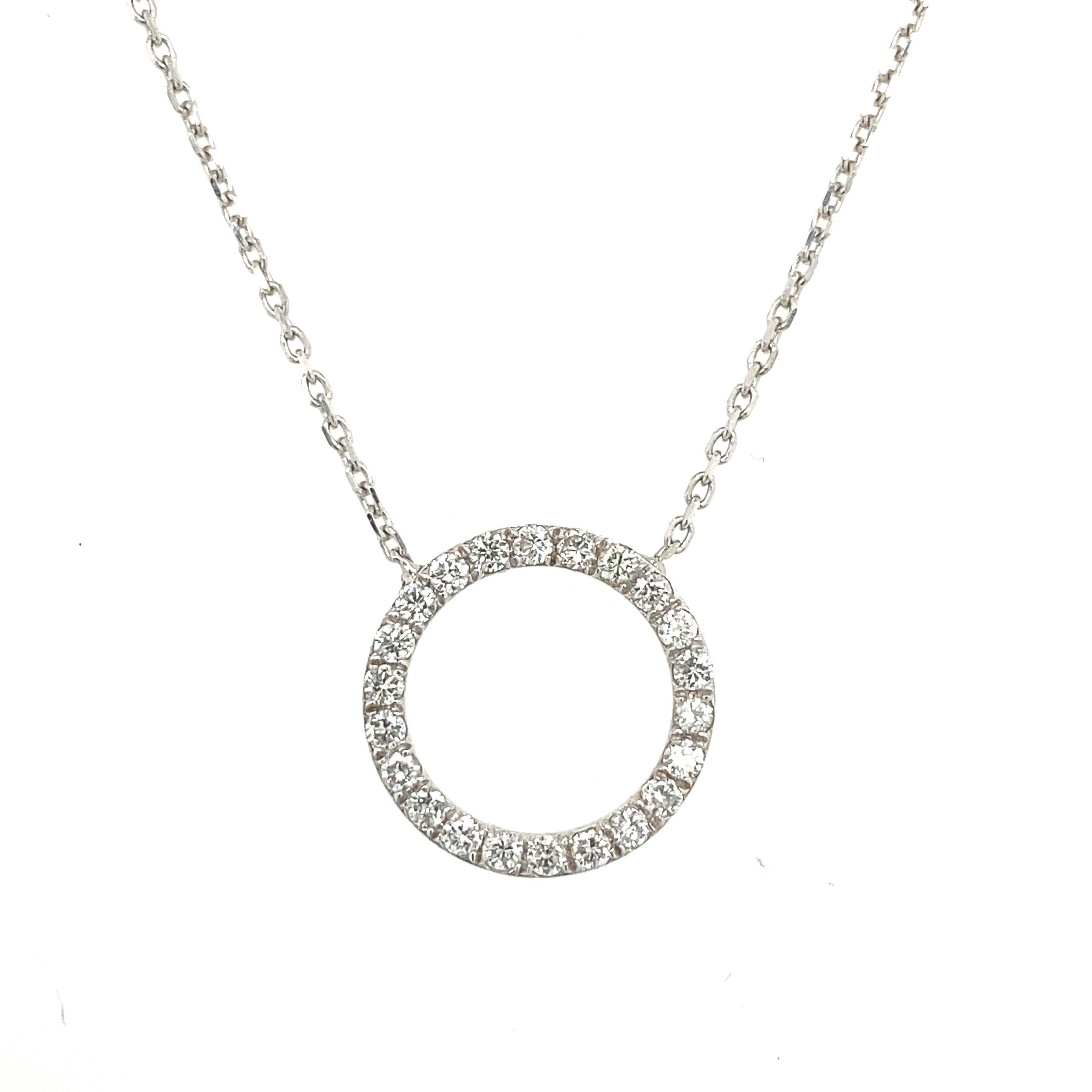 Round Cut Circle of Life Necklace Set with 0.28ct of Natural Diamonds in 14ct White Gold For Sale