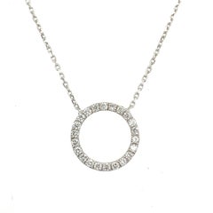 Halskette Kreis des Lebens mit 0,28 Karat natürlichen Diamanten aus 14 Karat Weißgold