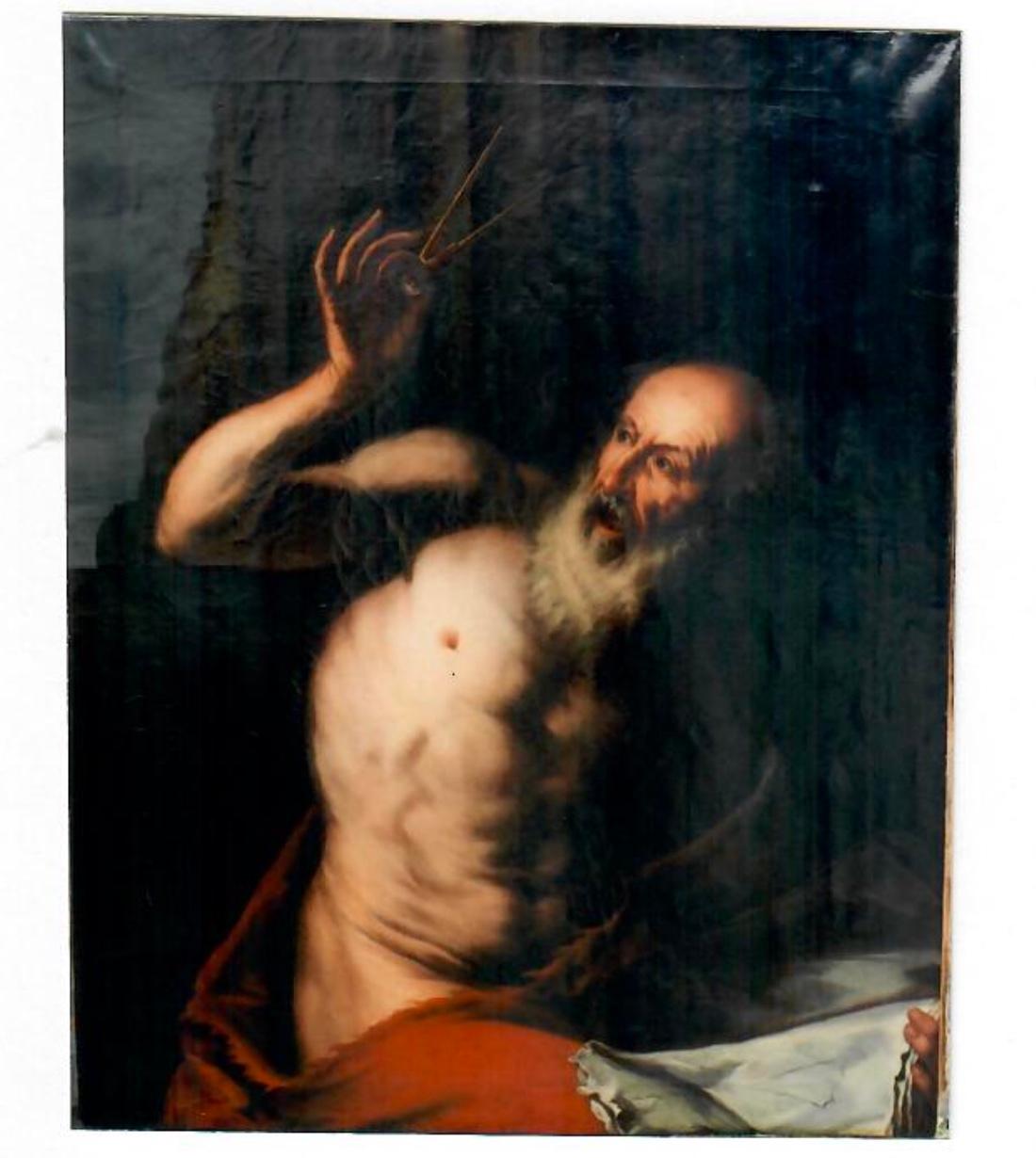 Filosofo Euclide, Ritratto di uomo, Pittura antica, Arte barocca - Painting Barocco di Circle of Luca Giordano (Naples, 1634 - 1705)