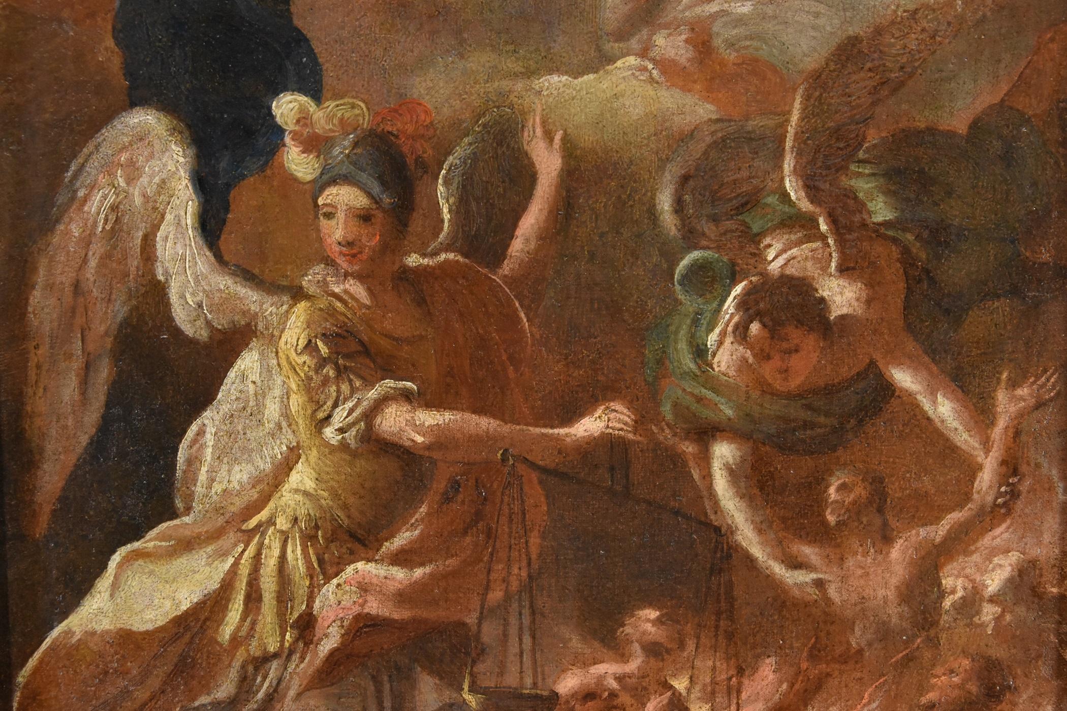 Psicostasia Arcangelo Michele Giordano Dipinto del XVII secolo Olio su tela Italia in vendita 7