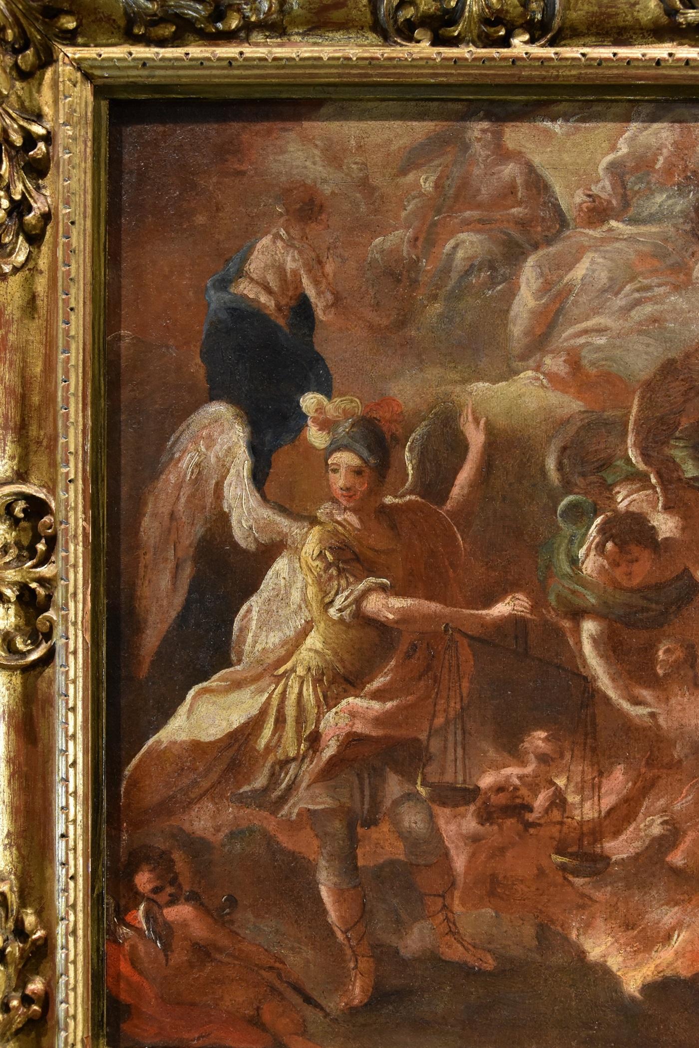 Psicostasia Arcangelo Michele Giordano Dipinto del XVII secolo Olio su tela Italia in vendita 3