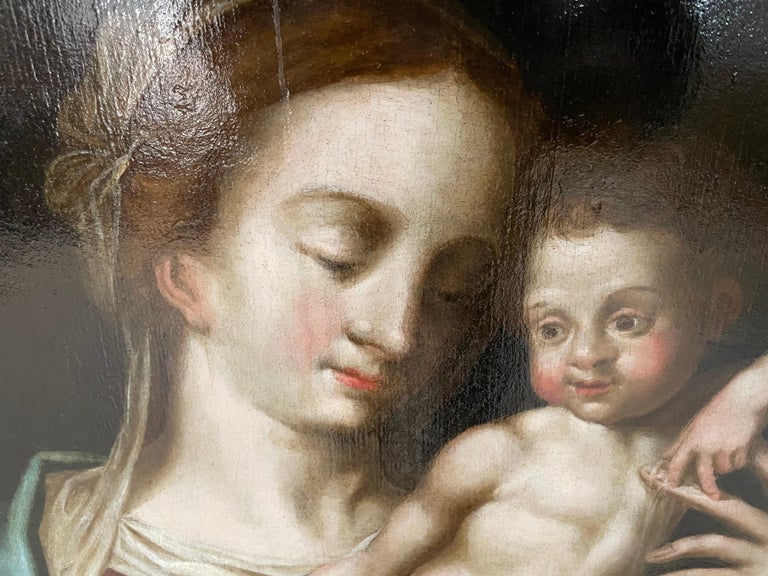 Circle of Luis de Morales 16th Century "Virgin with Child and Saint