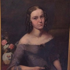 Portrait Of A Lady, 19th Century-  old master, oil portrait painting, carpenter