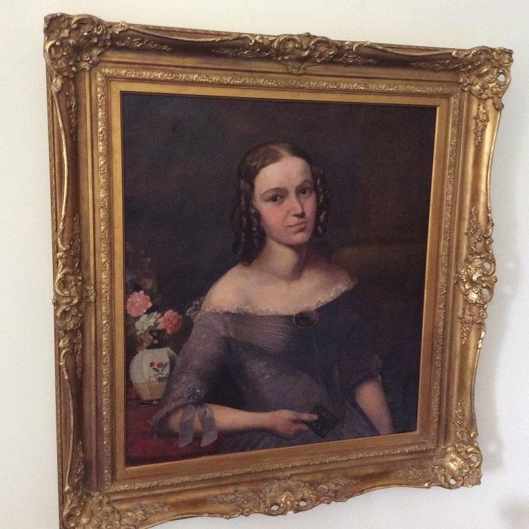 Portrait Of A Lady, 19th Century-  old master, oil portrait painting, carpenter - Black Portrait Painting by (Circle of) Margaret Carpenter