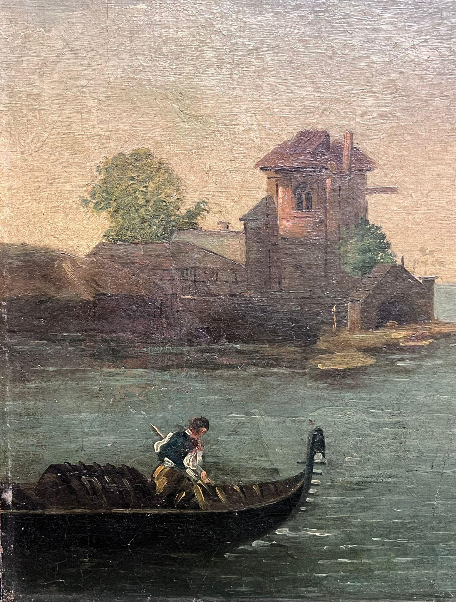 Fine 1700's Italian Old Master Oil Painting Figures by Shipping Harbour Port For Sale 3