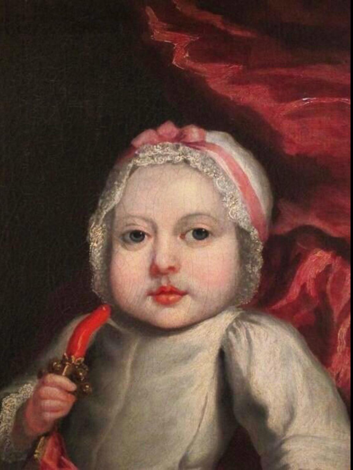 17thc Oil Portrait Of A Baby Circle Of Mary Beale (1633-1699) English School - Baroque Painting by (Circle of) Mary Beale