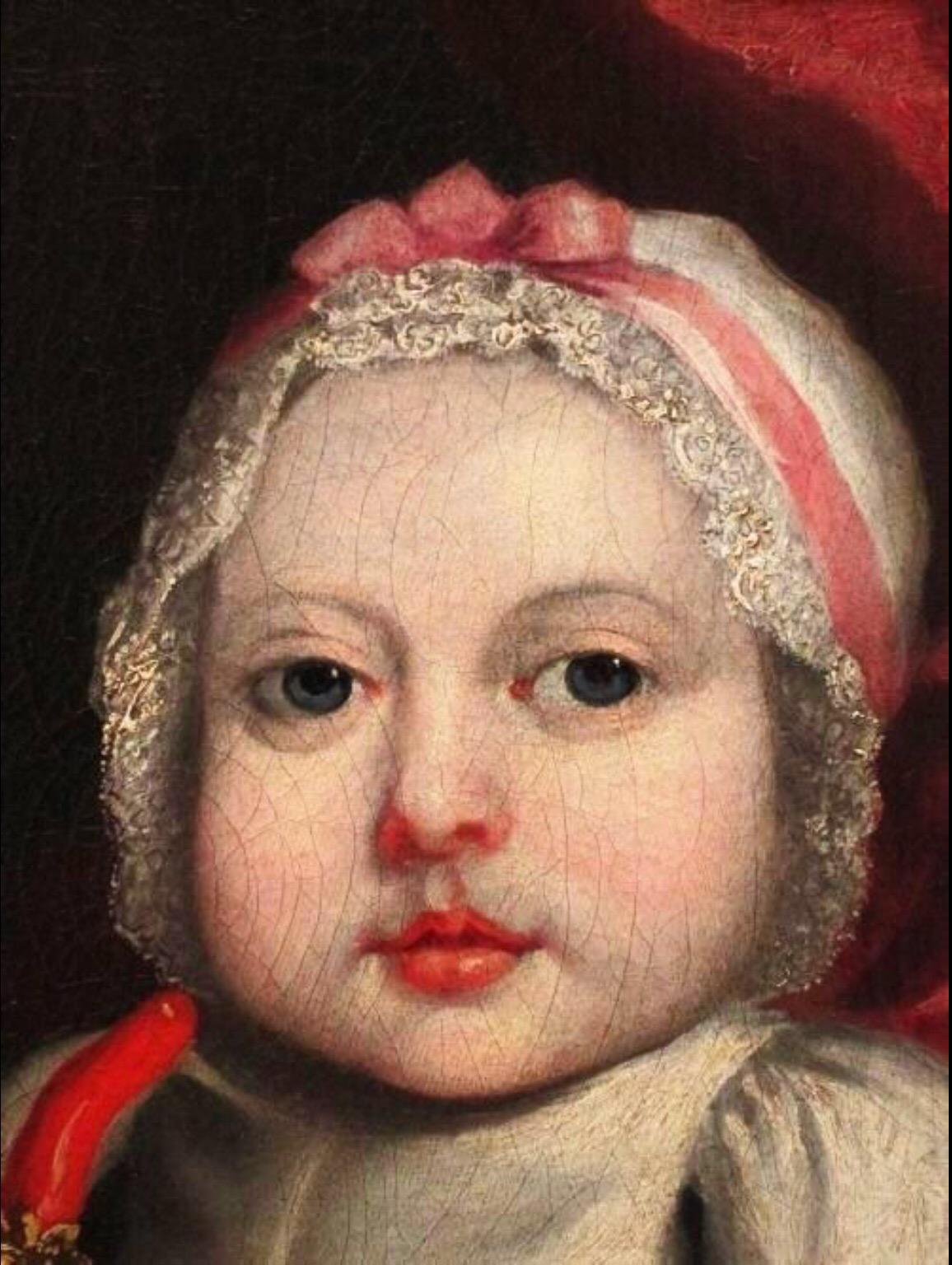 17thc Oil Portrait Of A Baby Circle Of Mary Beale (1633-1699) English School - Brown Portrait Painting by (Circle of) Mary Beale