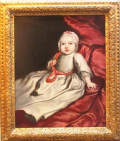 Antique 17thc Oil Portrait Of A Baby Circle Of Mary Beale (1633-1699) English School