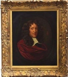 Vintage Mary Beale (circle) Portrait Painting of Sir John Pettus