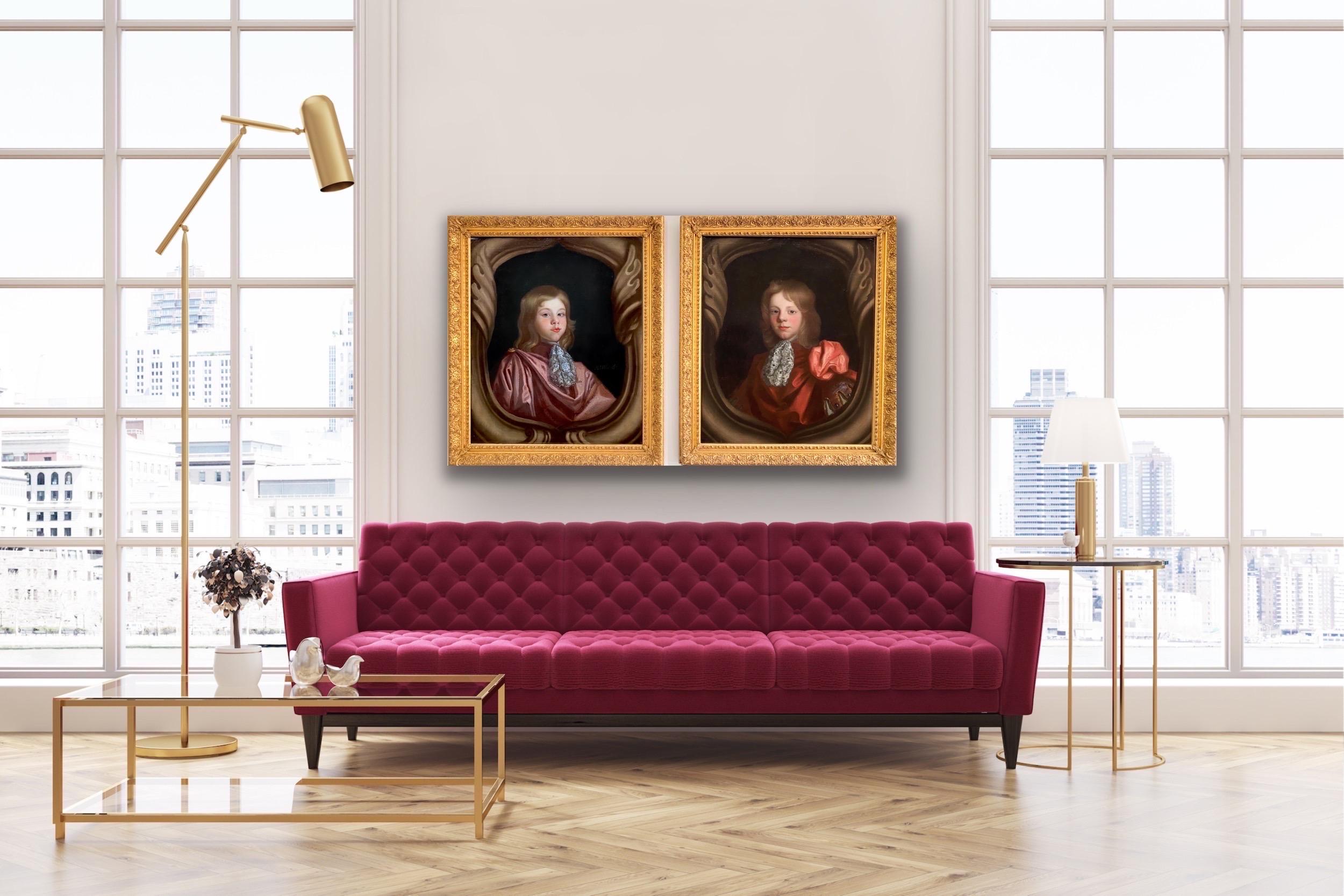 Pair of 17th century British Portraits of the brothers Baronet Stapleton English 8